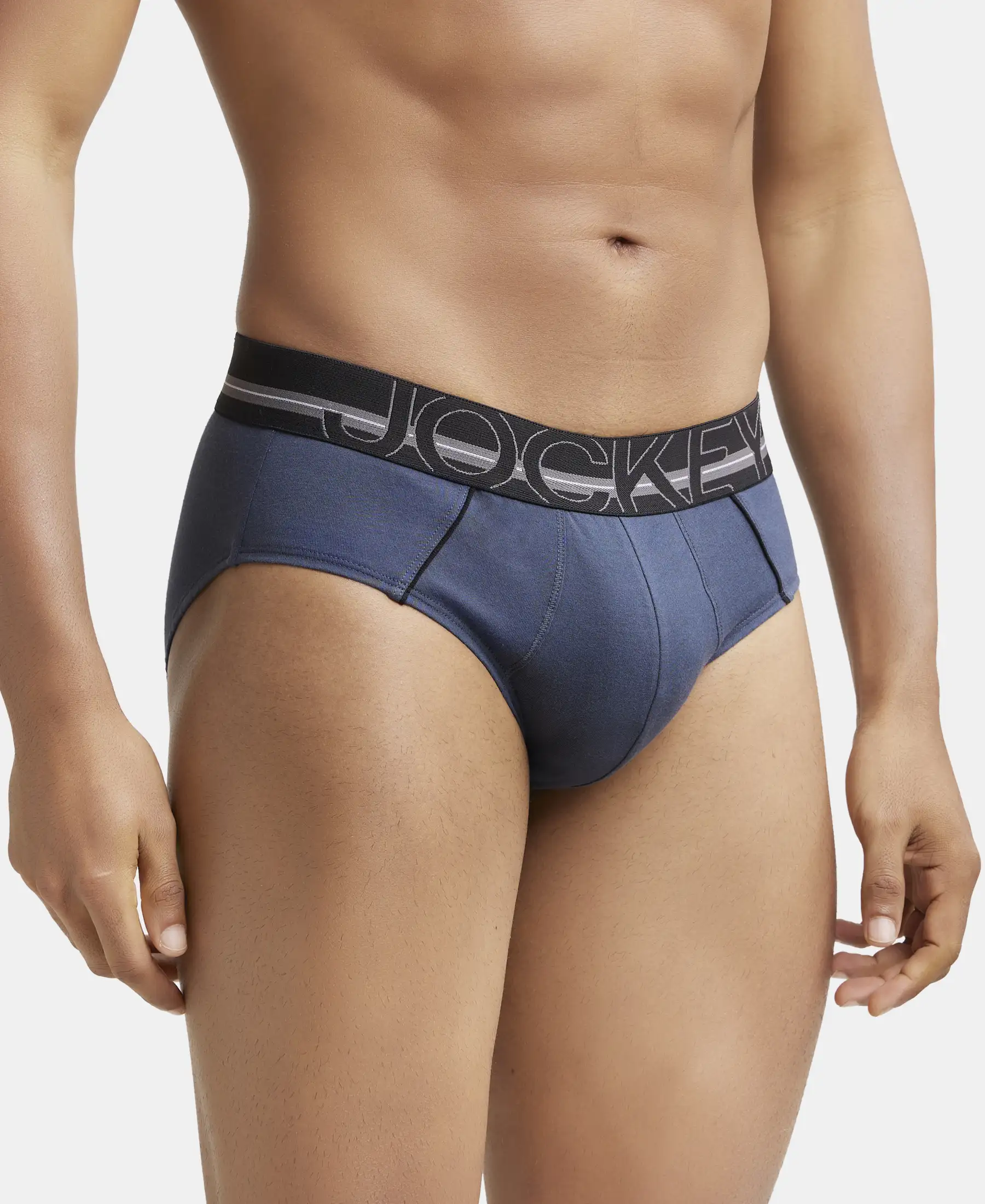 Super Combed Cotton Solid Brief with Ultrasoft Waistband - Graphite (Pack of 2) - Image 2