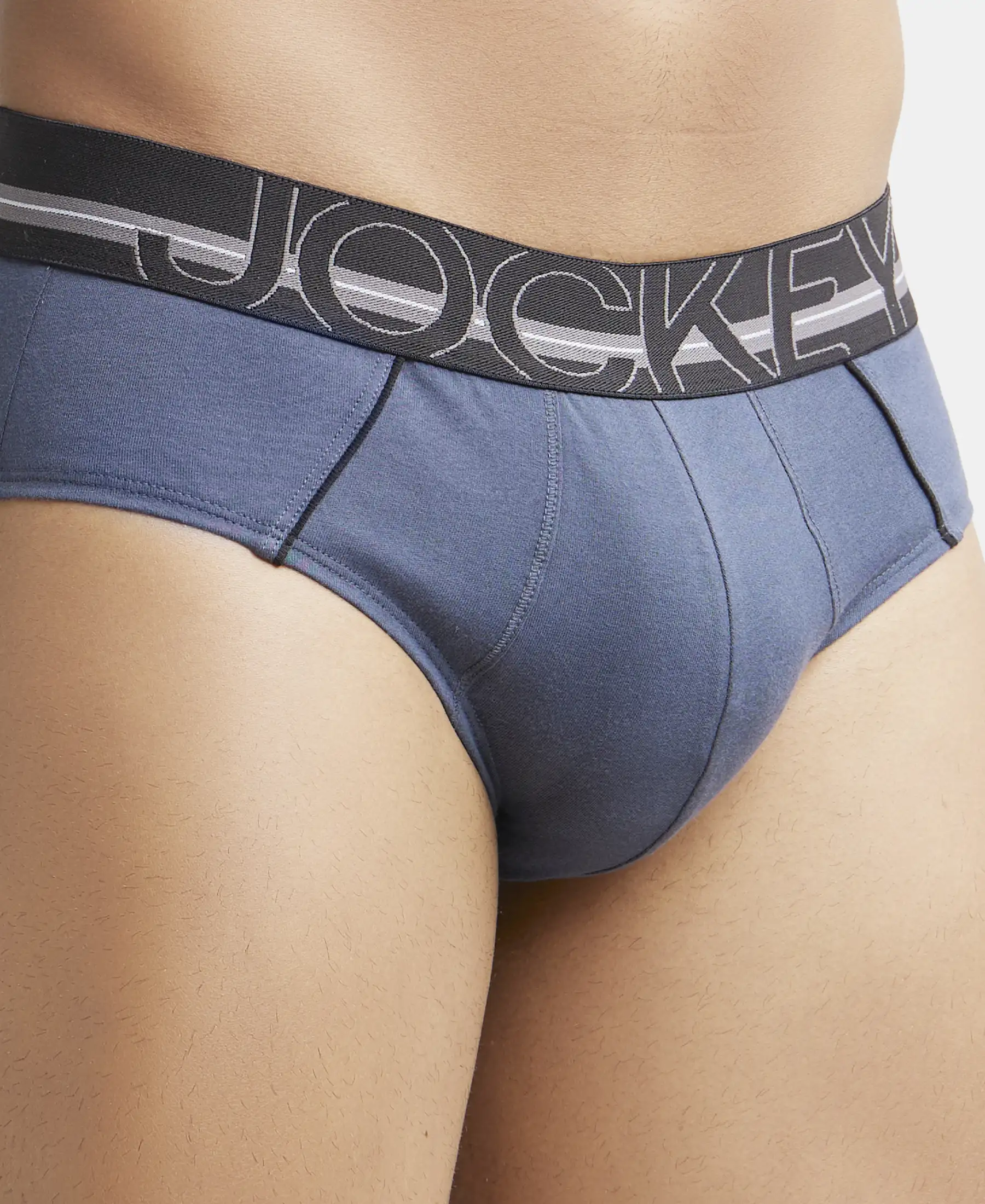 Super Combed Cotton Solid Brief with Ultrasoft Waistband - Graphite (Pack of 2) - Image 6