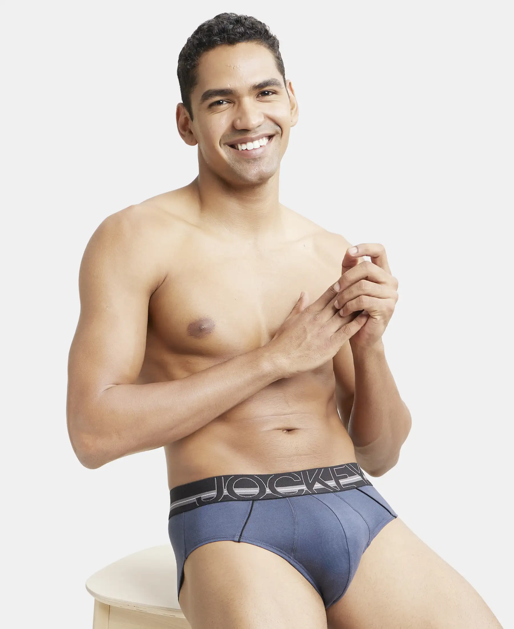 Super Combed Cotton Solid Brief with Ultrasoft Waistband - Graphite (Pack of 2) - Image 8