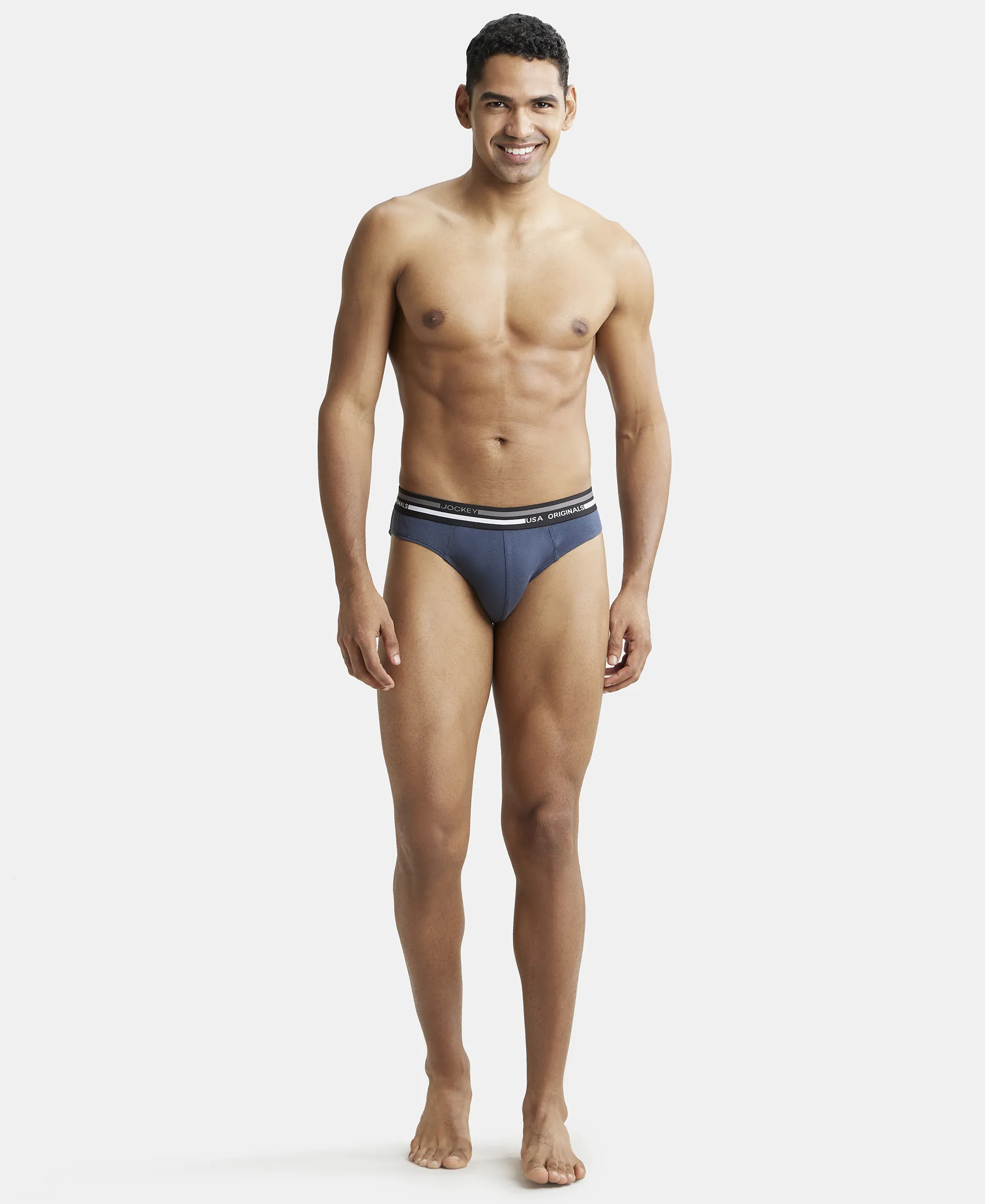 Super Combed Cotton Solid Brief with Ultrasoft Waistband - Graphite (Pack of 2) - Image 4