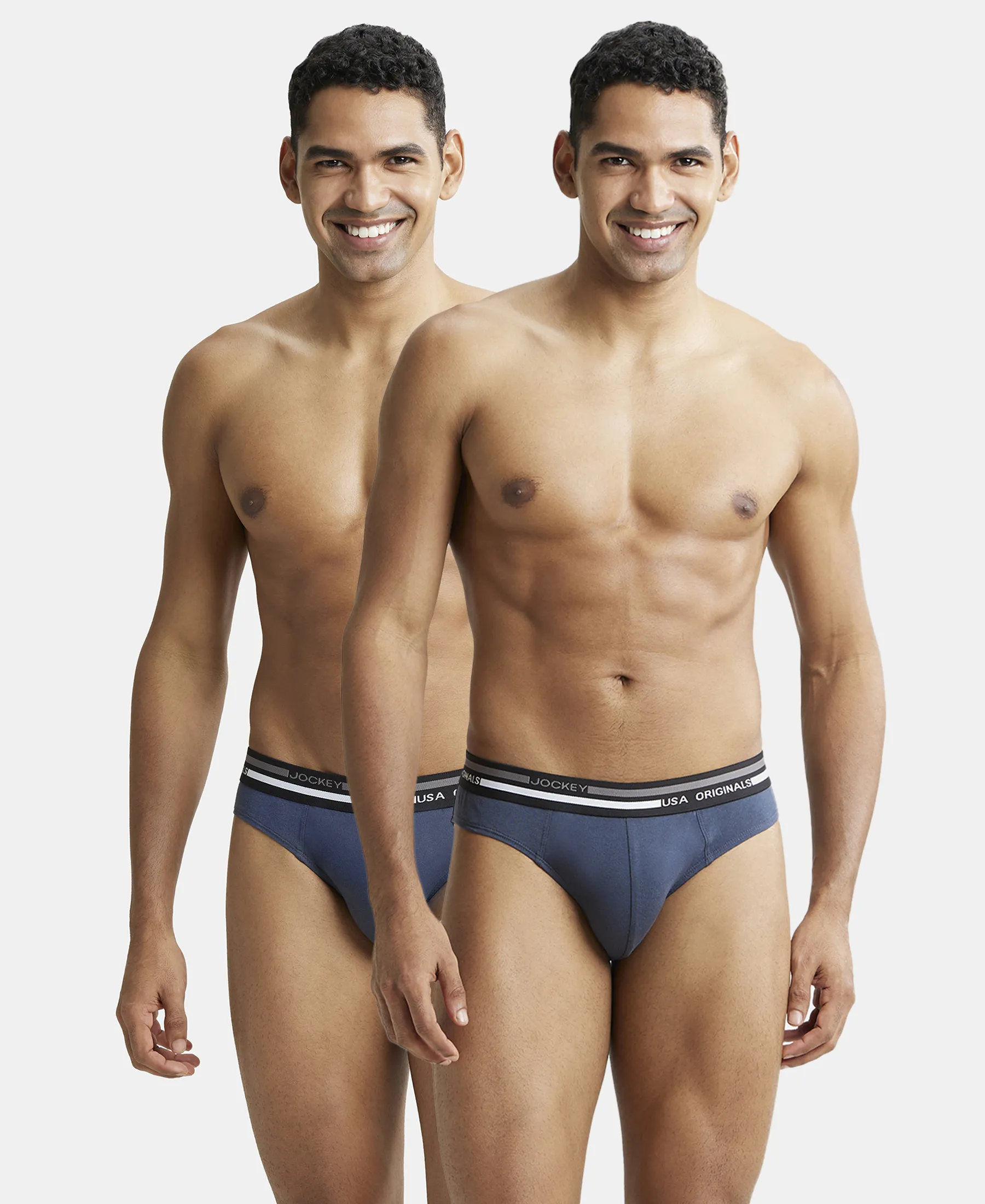 Super Combed Cotton Solid Brief with Ultrasoft Waistband - Graphite (Pack of 2) - Image 5