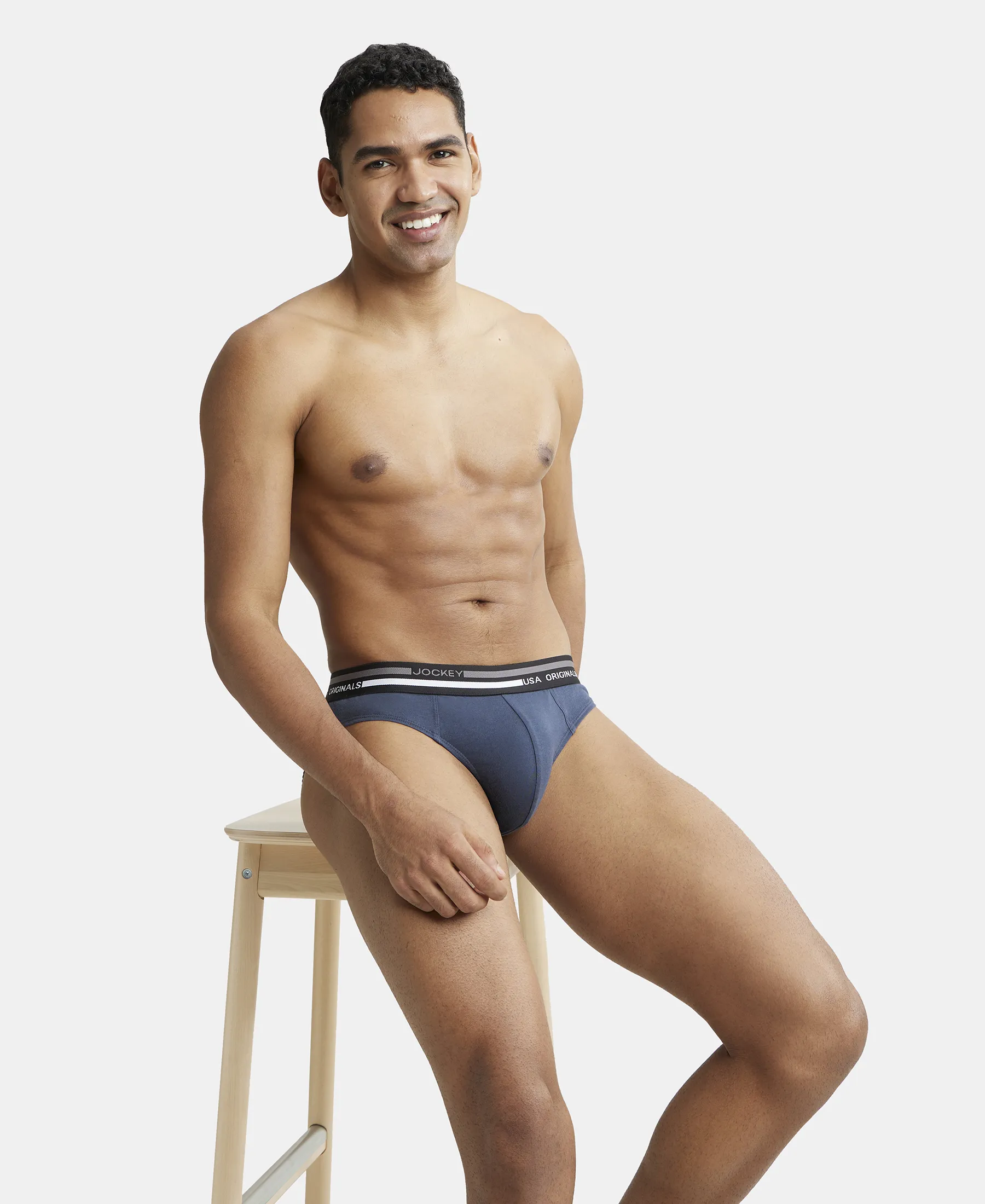 Super Combed Cotton Solid Brief with Ultrasoft Waistband - Graphite (Pack of 2) - Image 8