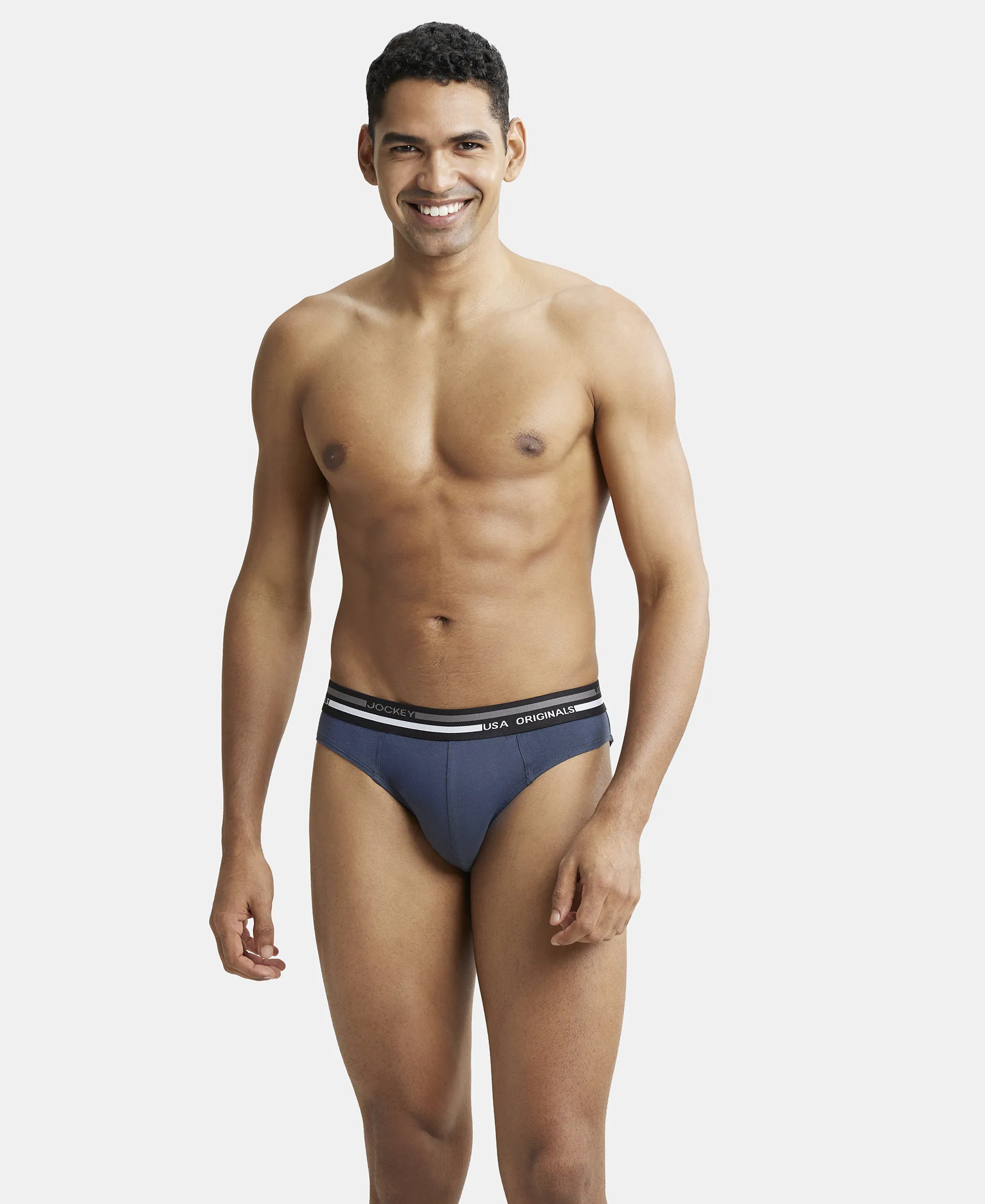 Super Combed Cotton Solid Brief with Ultrasoft Waistband - Graphite (Pack of 2) - Image 9
