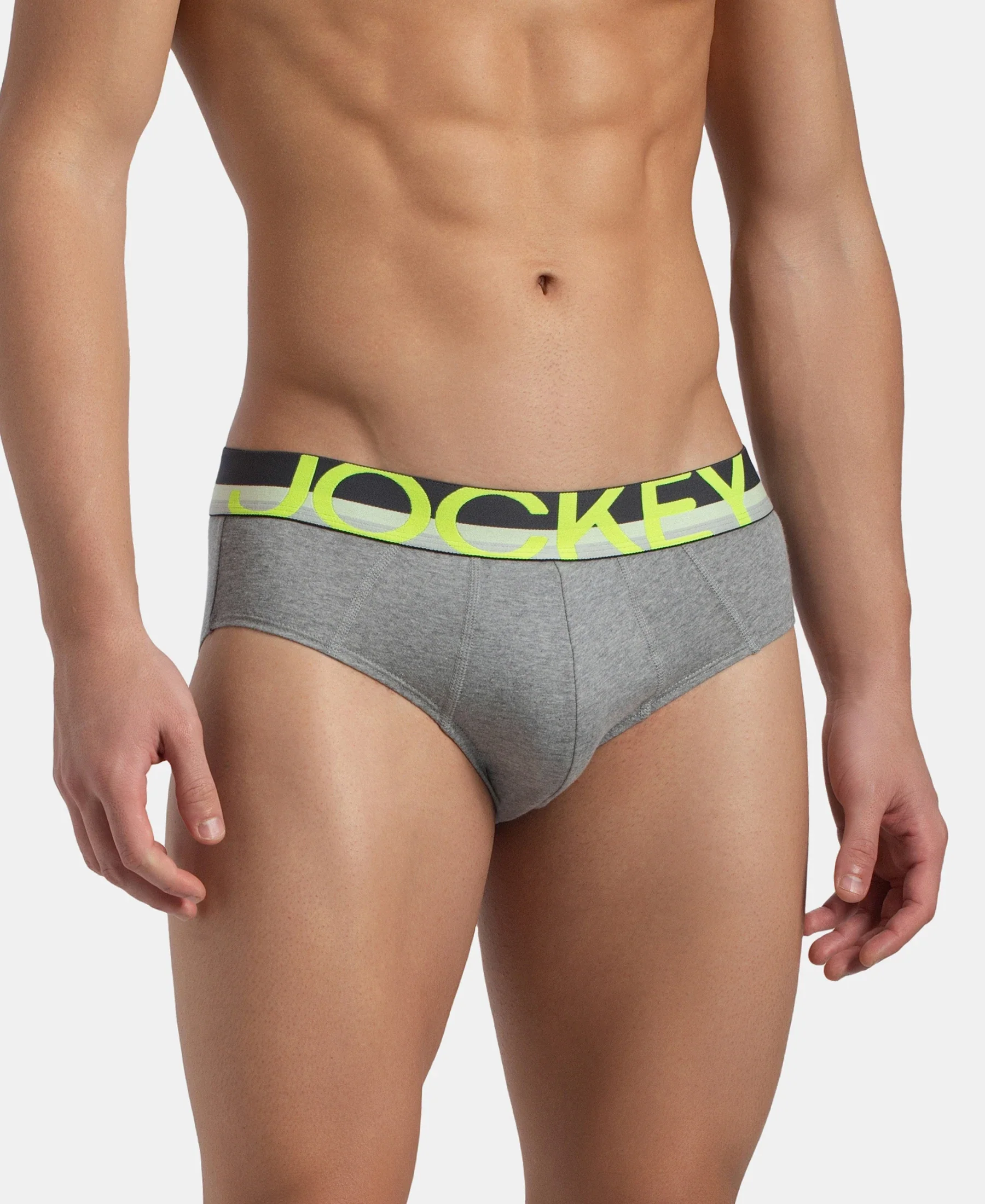 Super Combed Cotton Solid Brief with Ultrasoft Waistband - Grey - Image 2