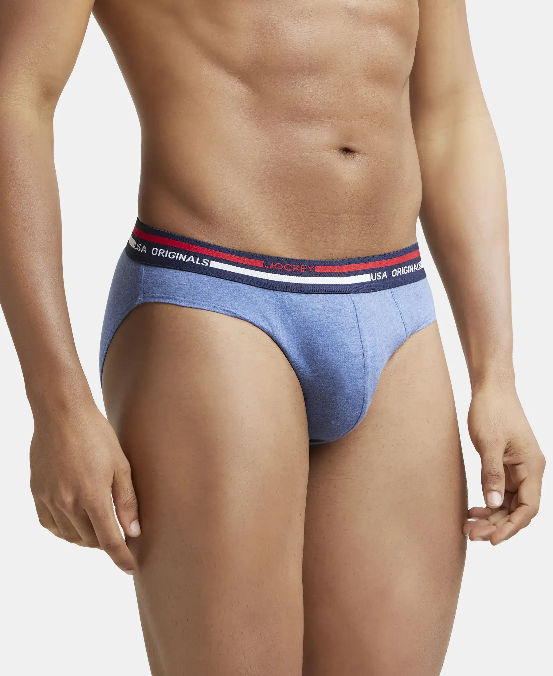 Super Combed Cotton Solid Brief with Ultrasoft Waistband - Light Denim Melange (Pack of 2) - Image 2