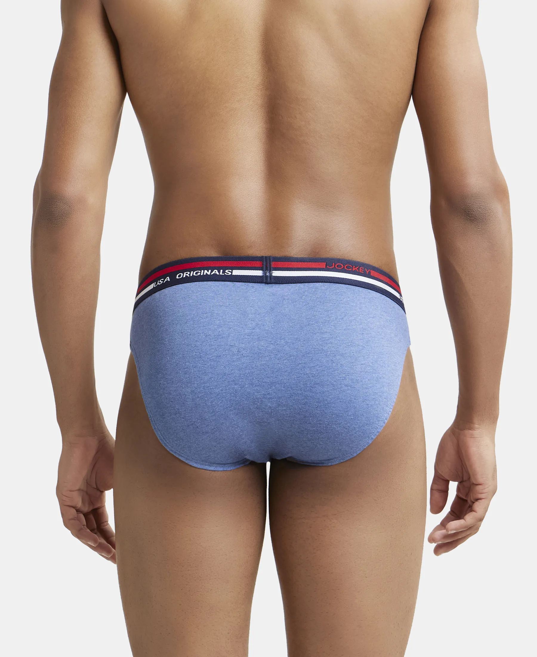 Super Combed Cotton Solid Brief with Ultrasoft Waistband - Light Denim Melange (Pack of 2) - Image 3