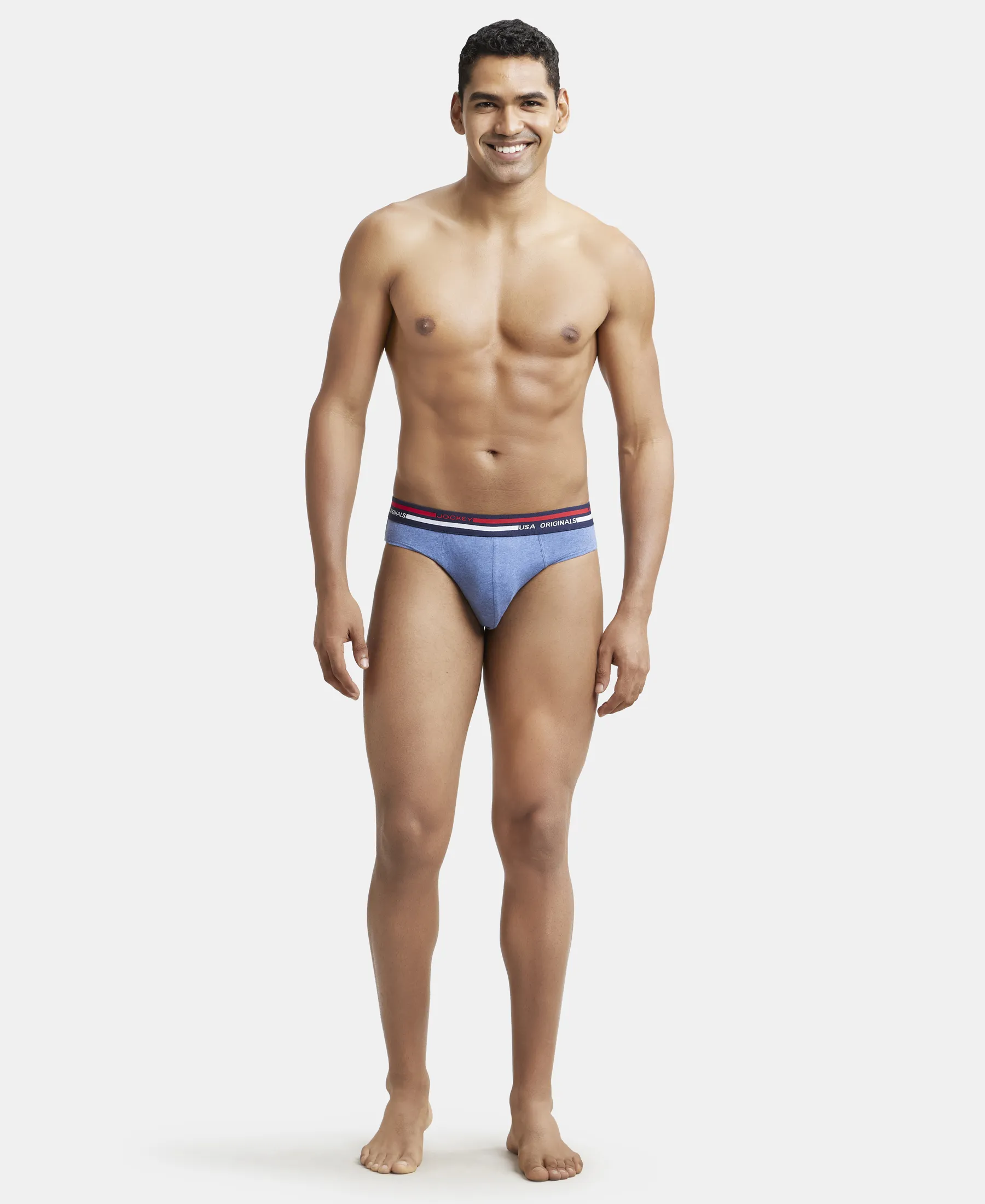 Super Combed Cotton Solid Brief with Ultrasoft Waistband - Light Denim Melange (Pack of 2) - Image 4