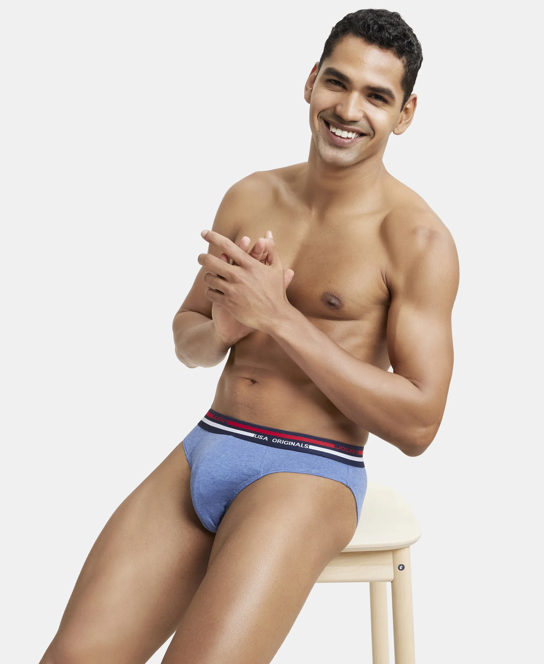 Super Combed Cotton Solid Brief with Ultrasoft Waistband - Light Denim Melange (Pack of 2) - Image 8