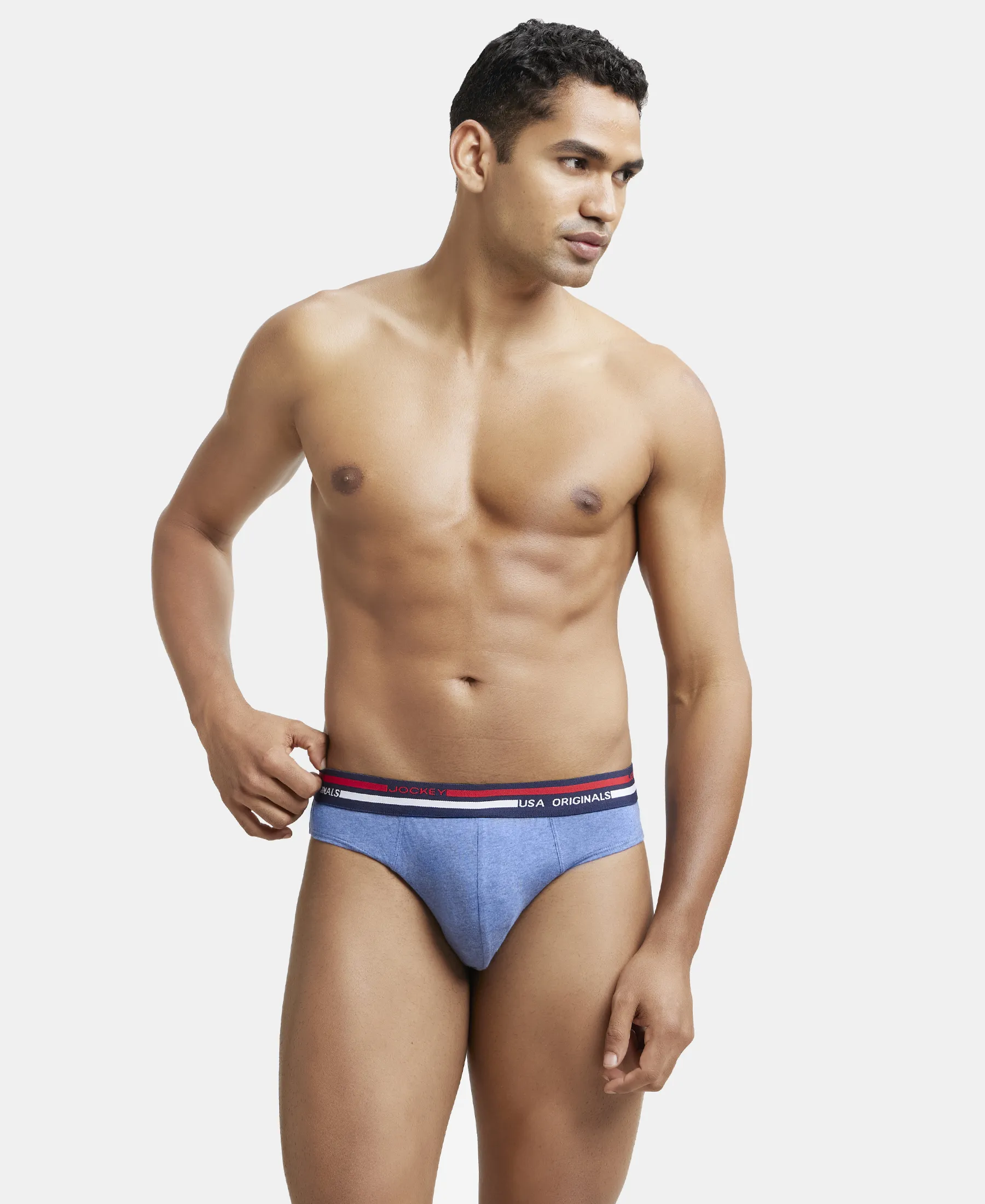 Super Combed Cotton Solid Brief with Ultrasoft Waistband - Light Denim Melange (Pack of 2) - Image 9