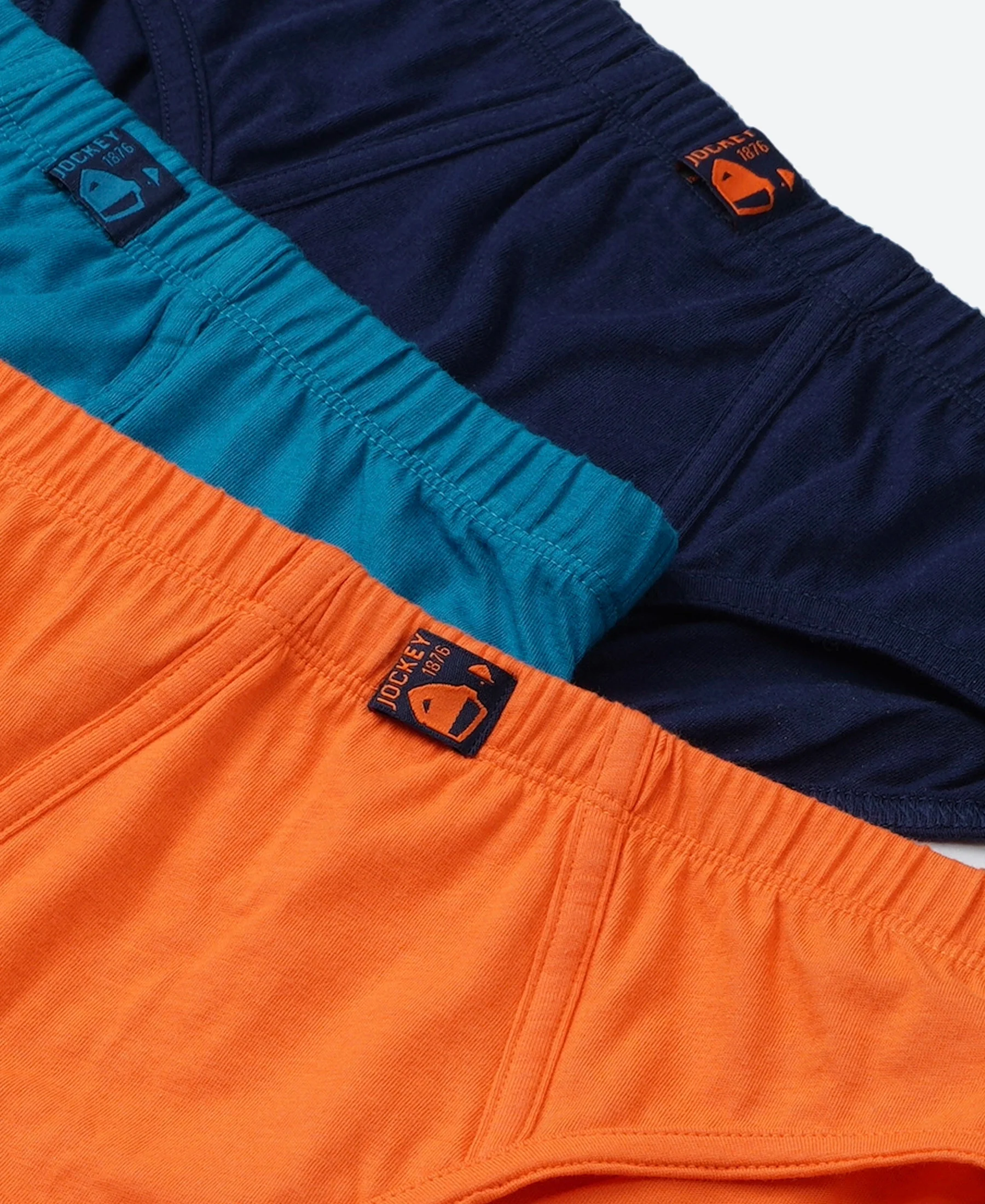 Super Combed Cotton Solid Brief with Ultrasoft Waistband - Mandarin Orange, Navy & Ocean Depth (Pack of 3) - Image 9