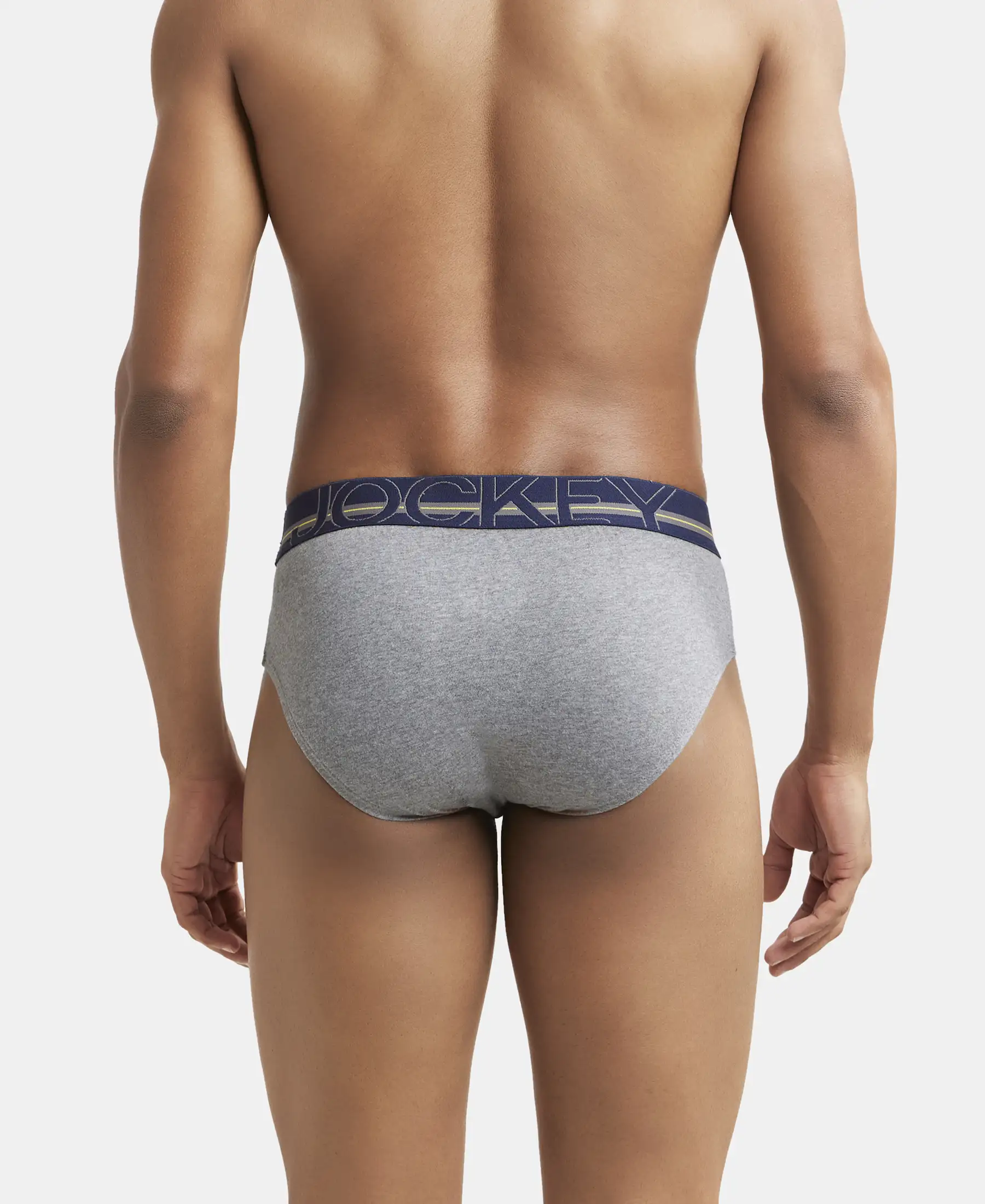 Super Combed Cotton Solid Brief with Ultrasoft Waistband - Mid Grey Melange (Pack of 2) - Image 3