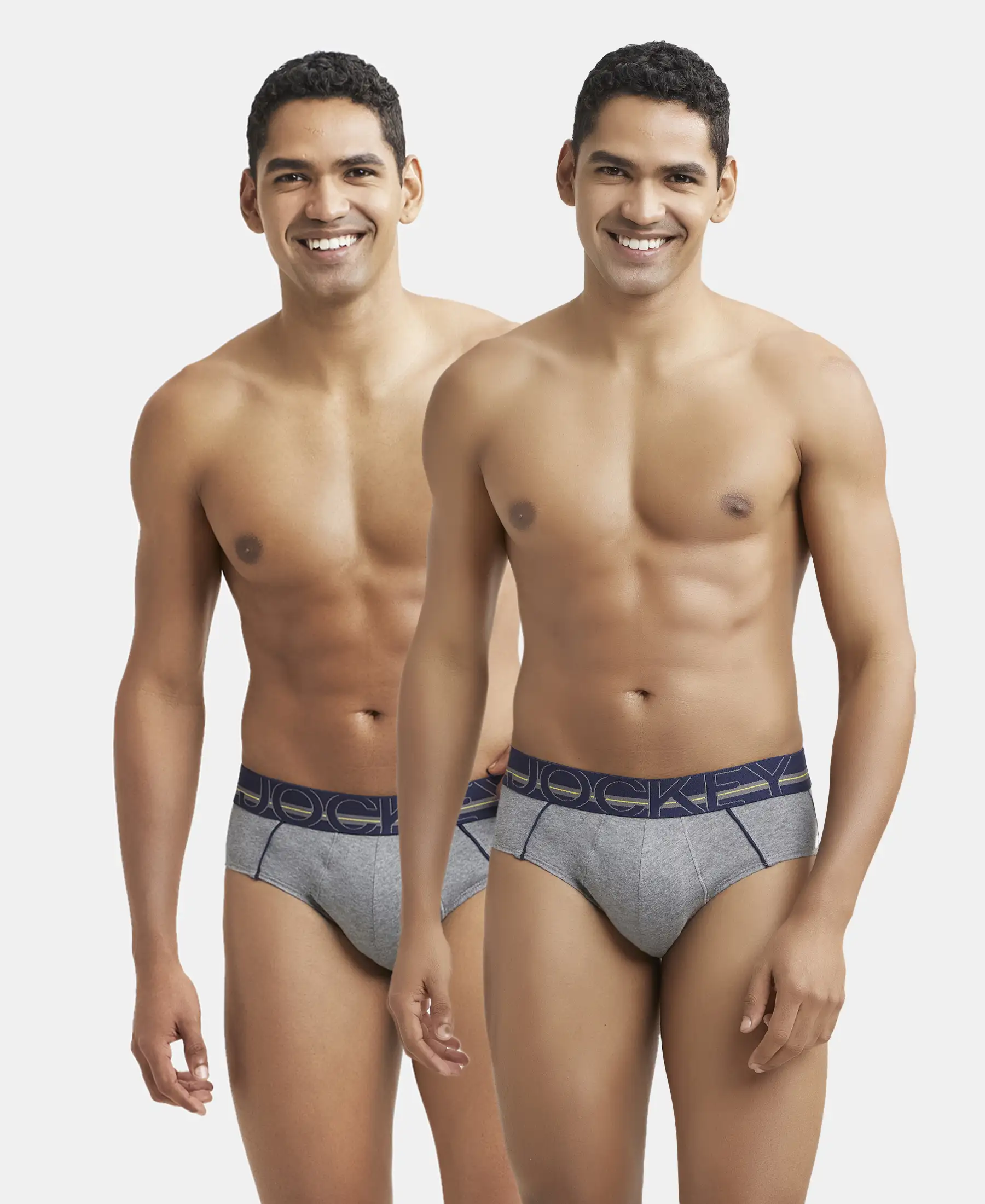 Super Combed Cotton Solid Brief with Ultrasoft Waistband - Mid Grey Melange (Pack of 2) - Image 5