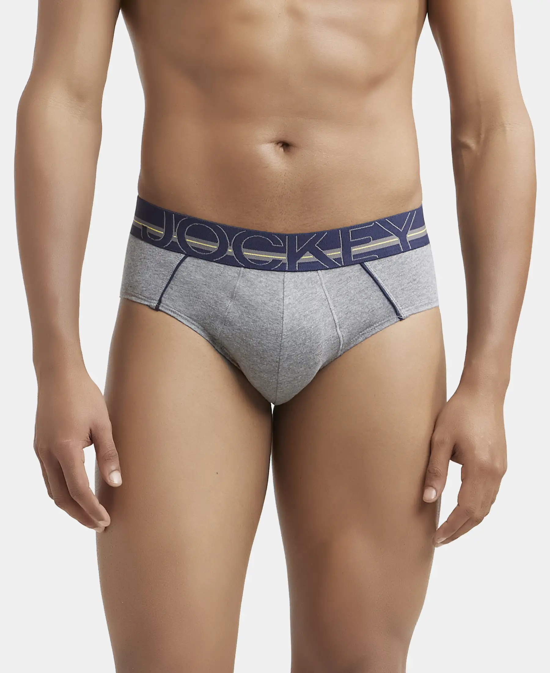 Super Combed Cotton Solid Brief with Ultrasoft Waistband - Mid Grey Melange (Pack of 2) - Image 7