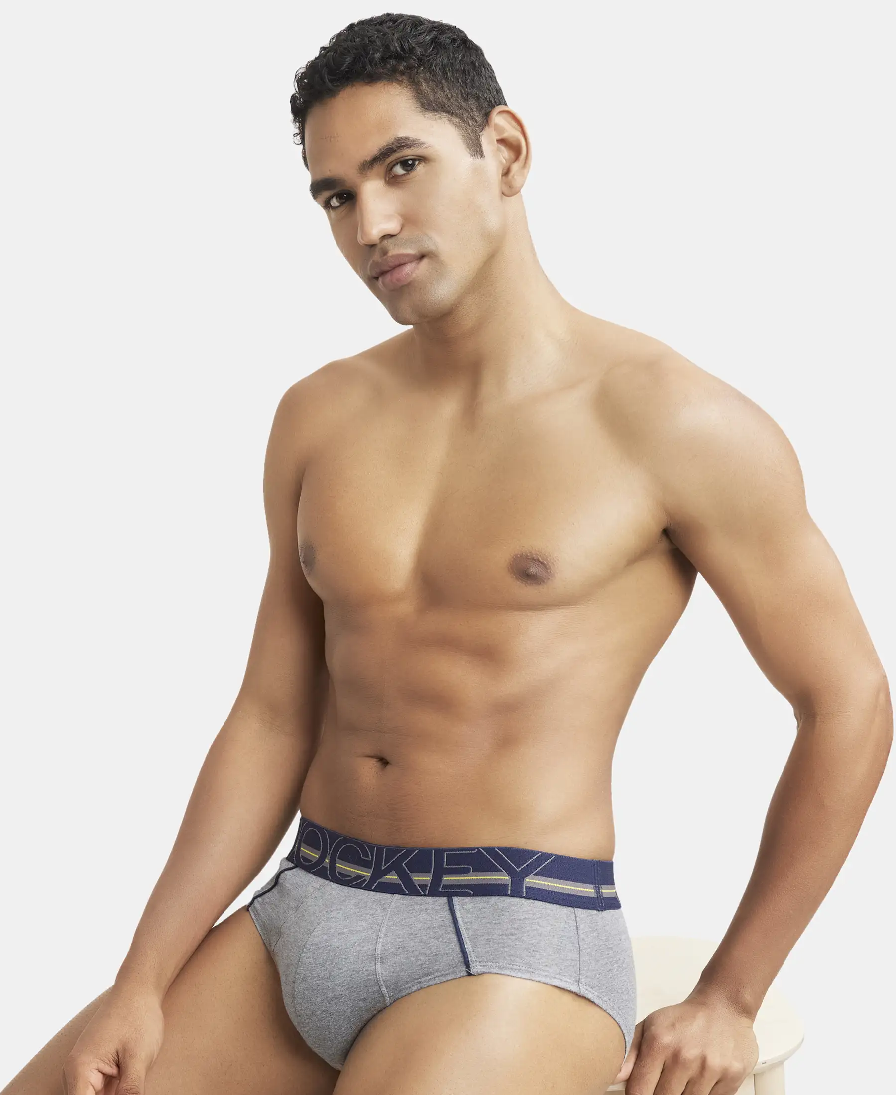 Super Combed Cotton Solid Brief with Ultrasoft Waistband - Mid Grey Melange (Pack of 2) - Image 8