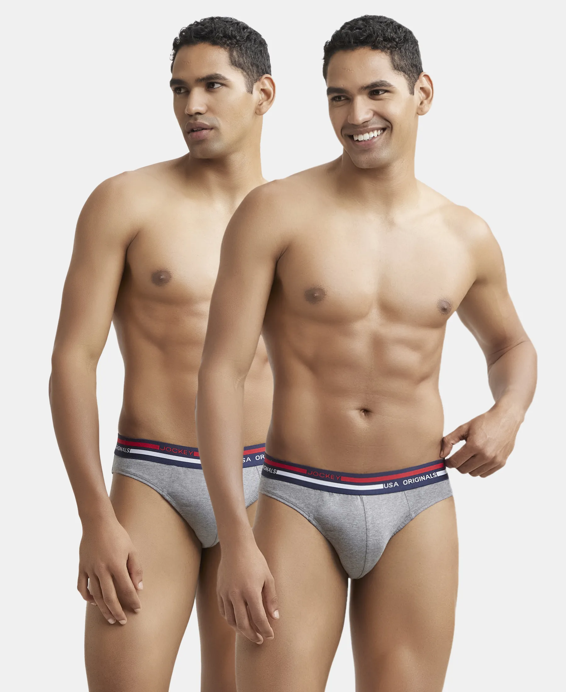 Super Combed Cotton Solid Brief with Ultrasoft Waistband - Mid Grey Melange (Pack of 2)