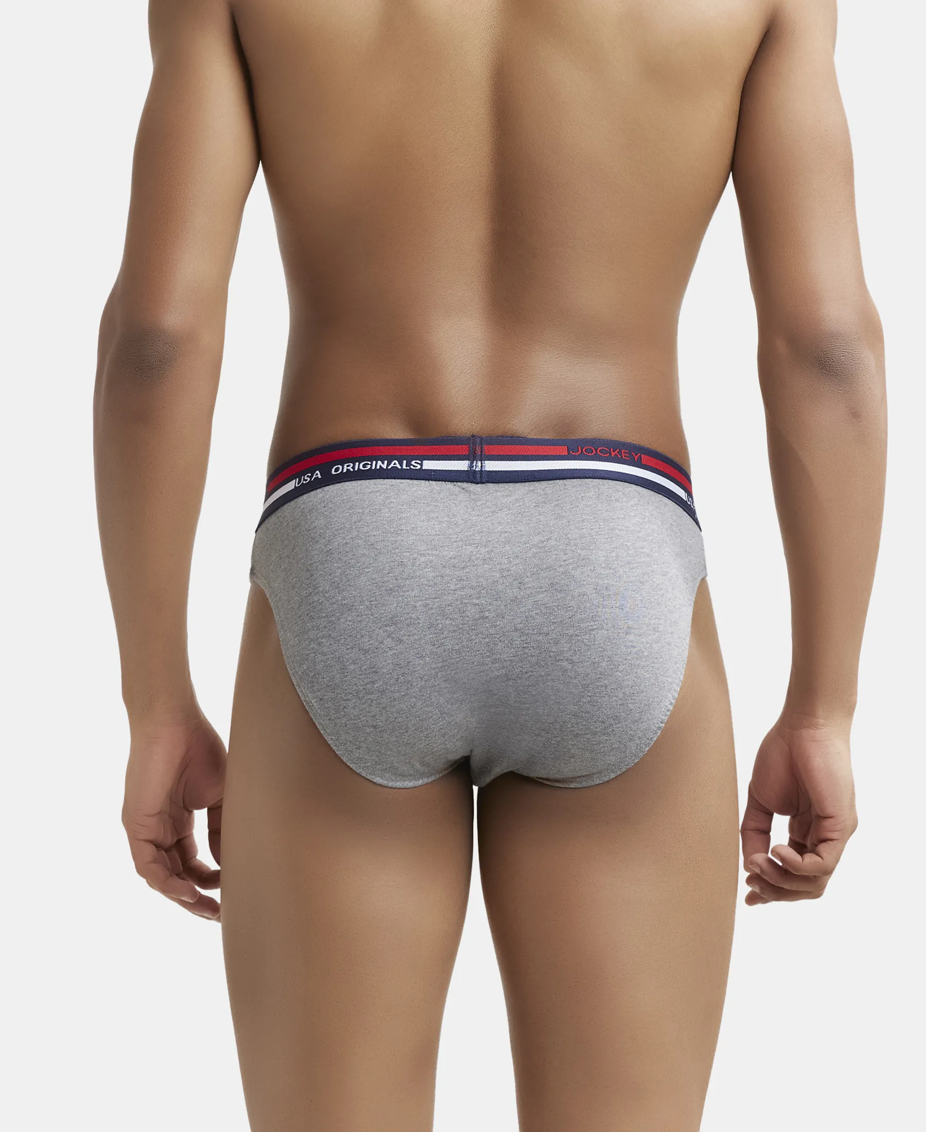 Super Combed Cotton Solid Brief with Ultrasoft Waistband - Mid Grey Melange (Pack of 2) - Image 3
