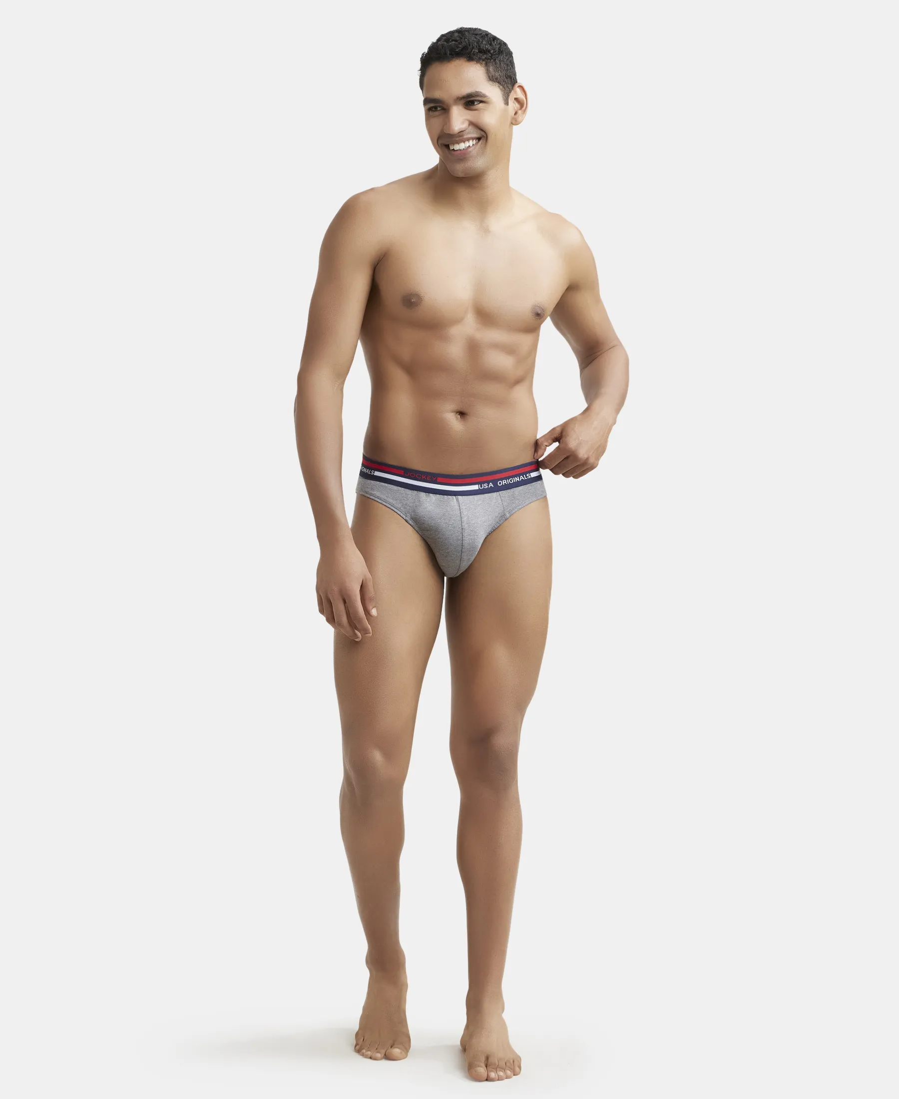 Super Combed Cotton Solid Brief with Ultrasoft Waistband - Mid Grey Melange (Pack of 2) - Image 4