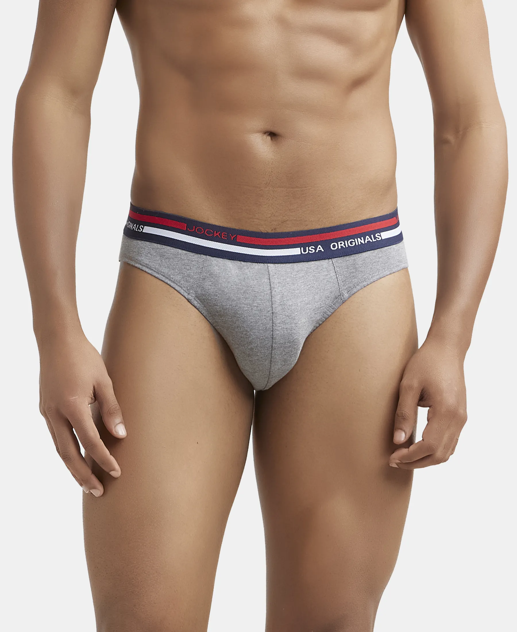 Super Combed Cotton Solid Brief with Ultrasoft Waistband - Mid Grey Melange (Pack of 2) - Image 7