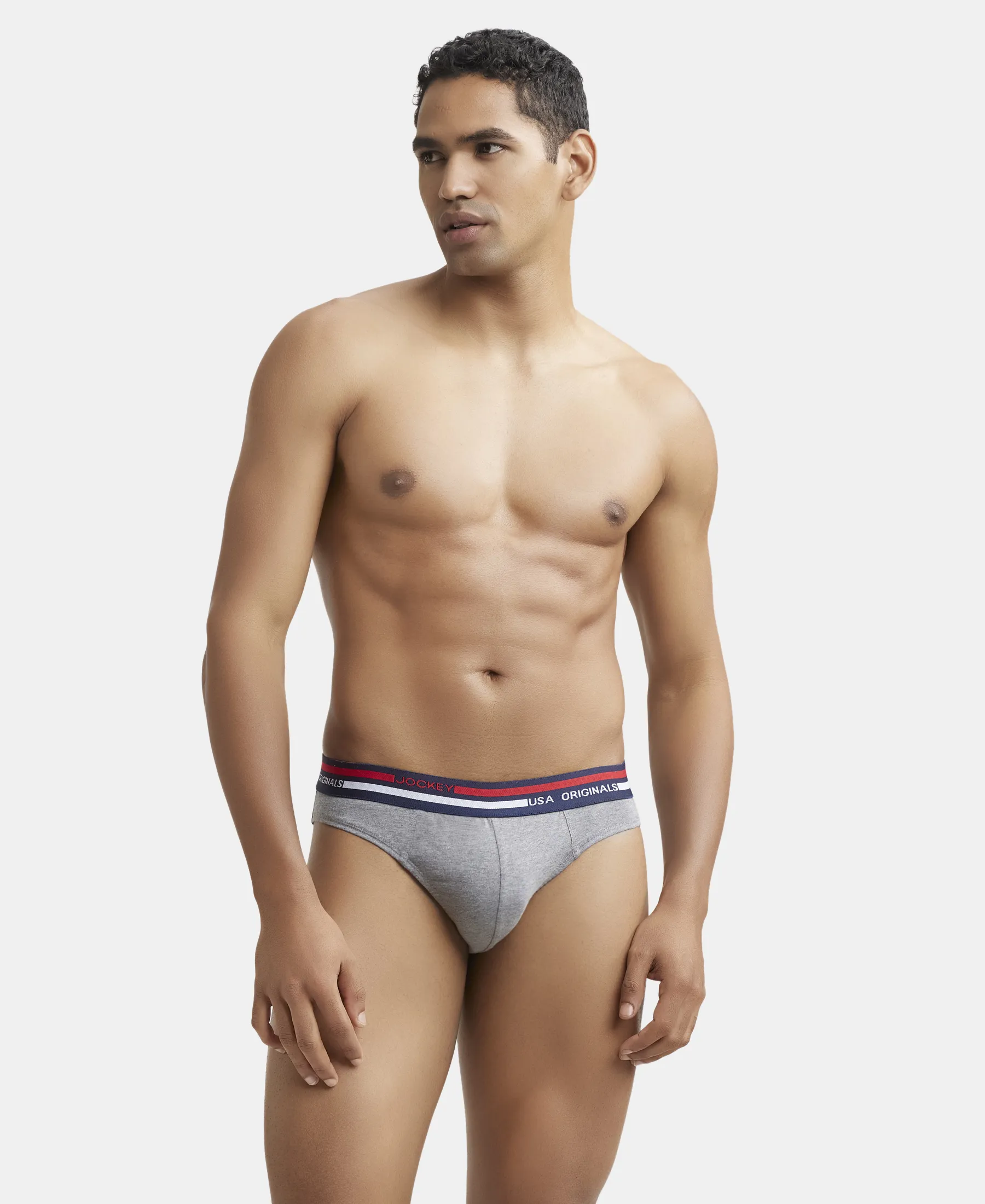 Super Combed Cotton Solid Brief with Ultrasoft Waistband - Mid Grey Melange (Pack of 2) - Image 9
