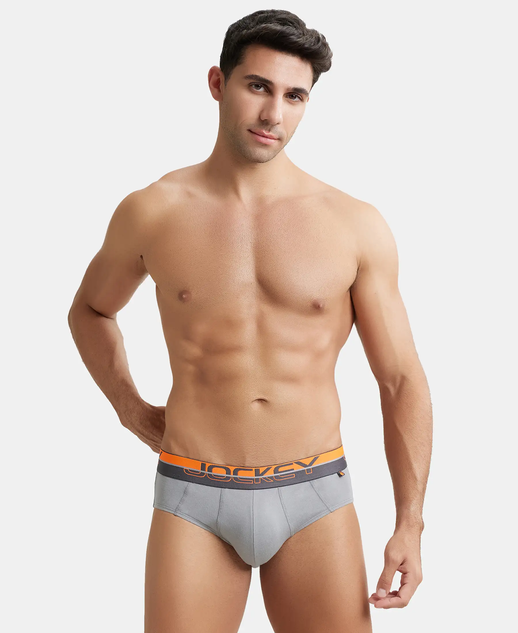 Super Combed Cotton Solid Brief with Ultrasoft Waistband - Monument (Pack of 2) - Image 8