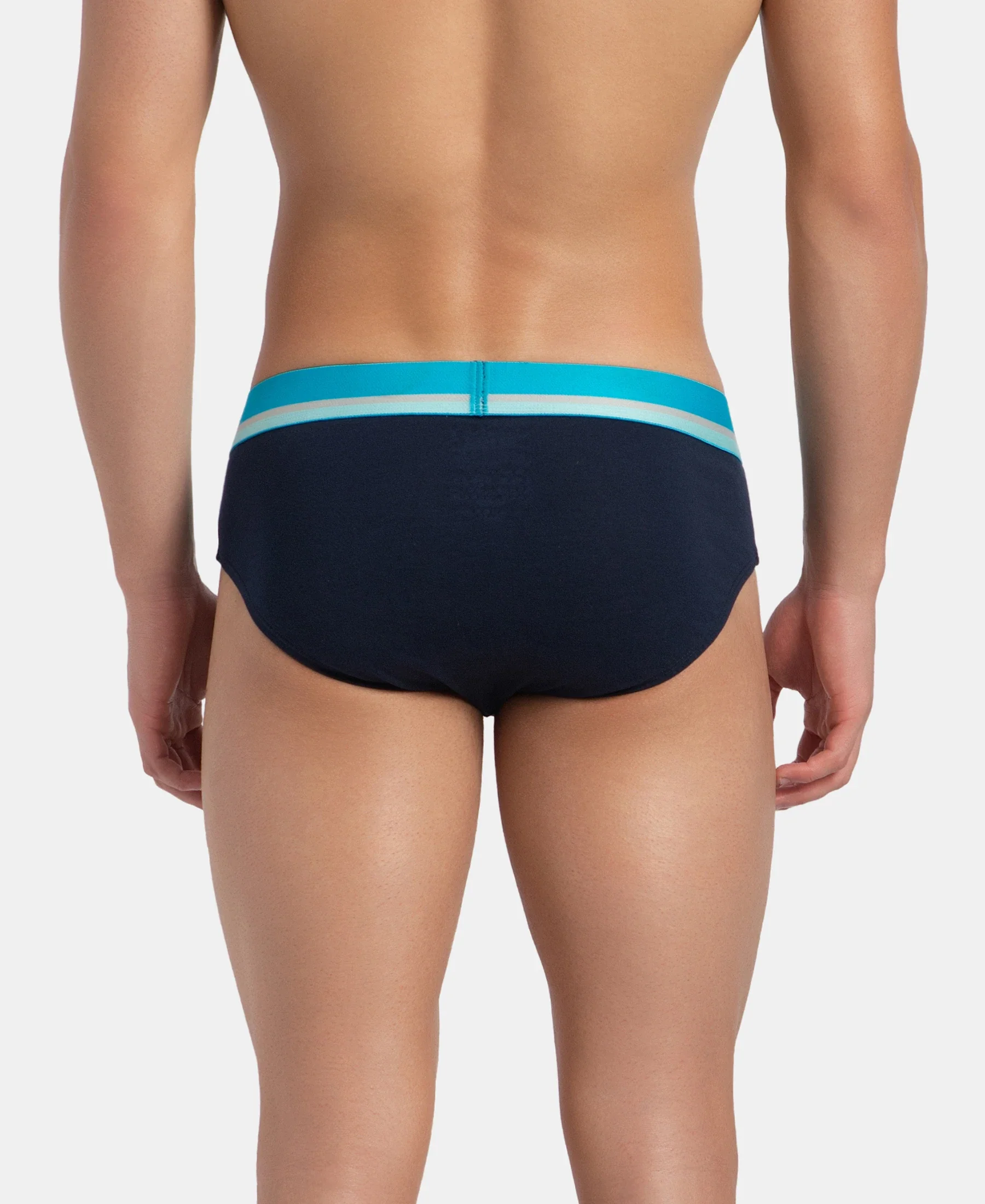 Super Combed Cotton Solid Brief with Ultrasoft Waistband - Navy - Image 3