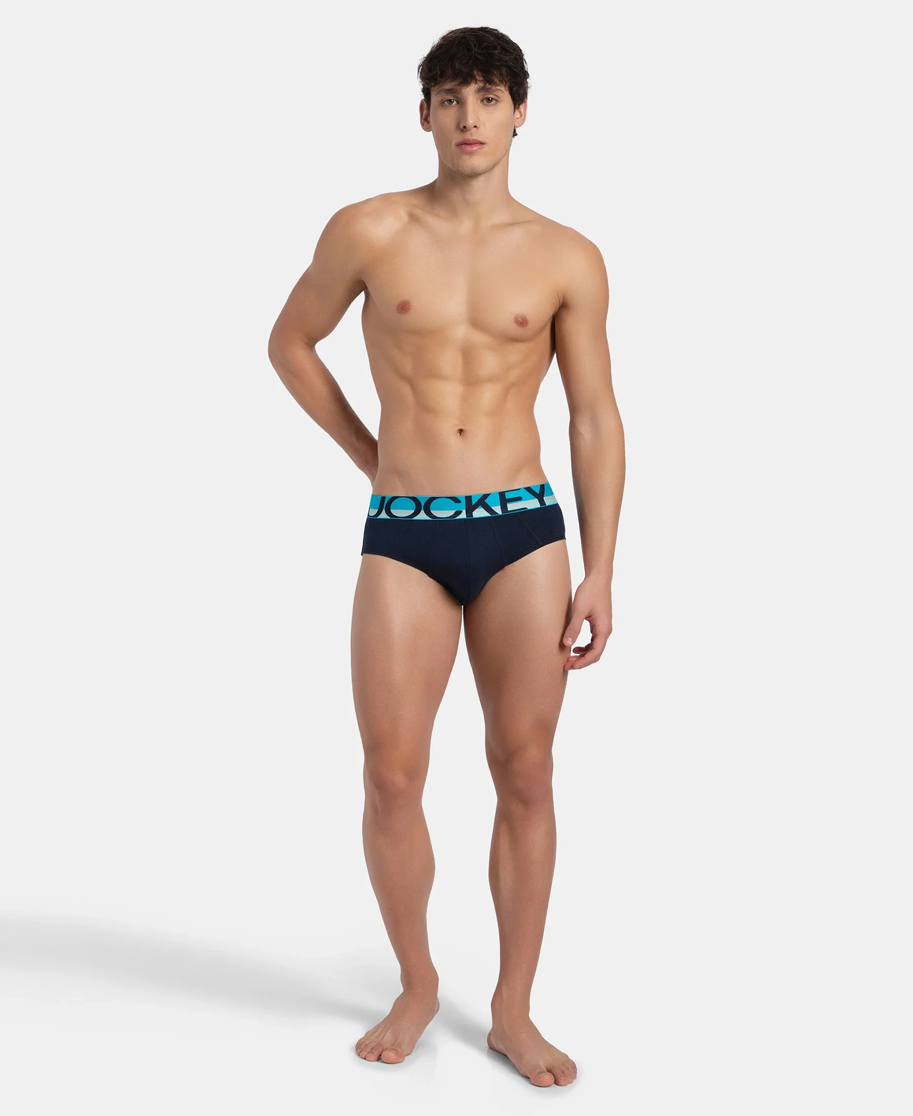 Super Combed Cotton Solid Brief with Ultrasoft Waistband - Navy - Image 4