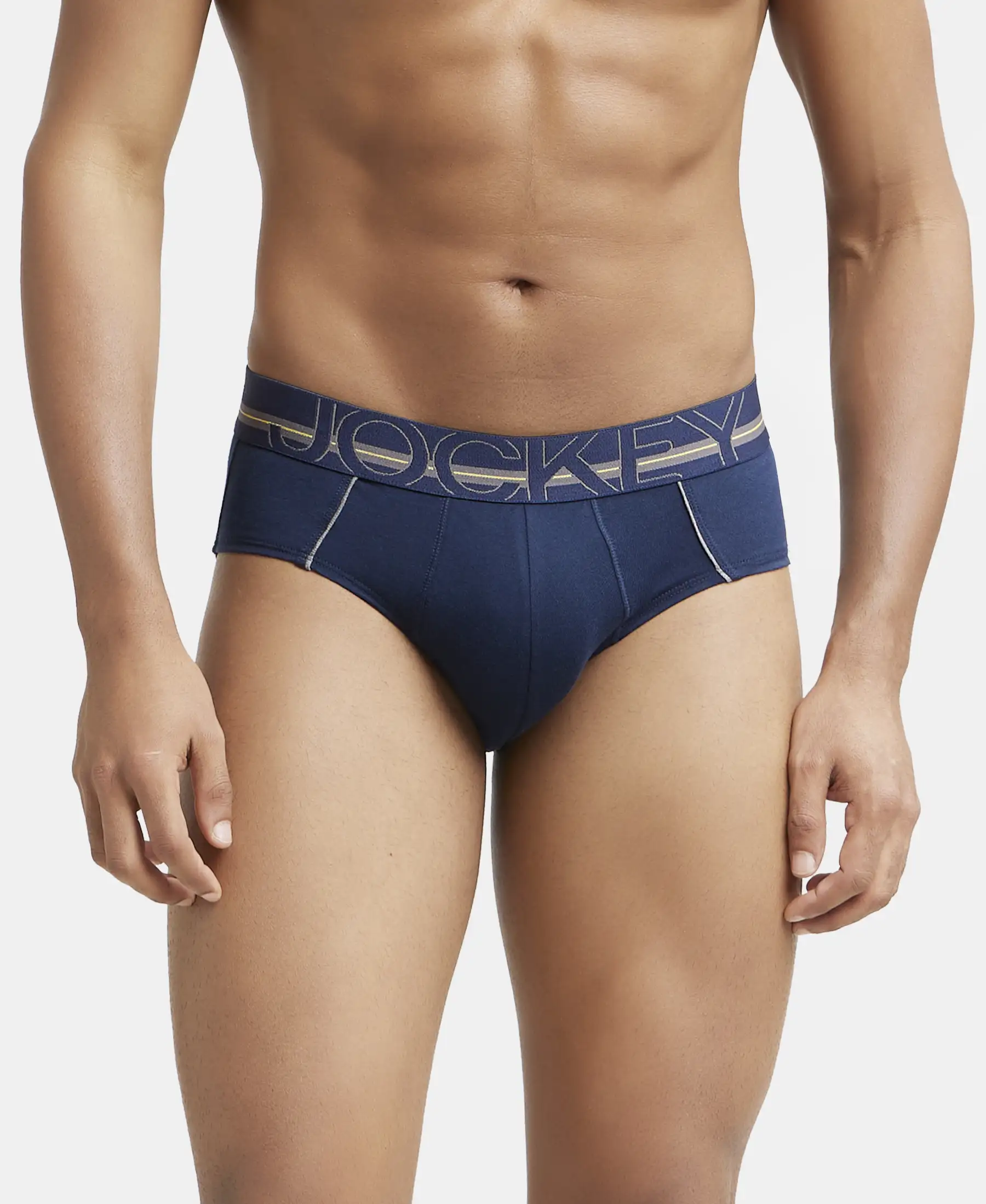 Super Combed Cotton Solid Brief with Ultrasoft Waistband - Navy