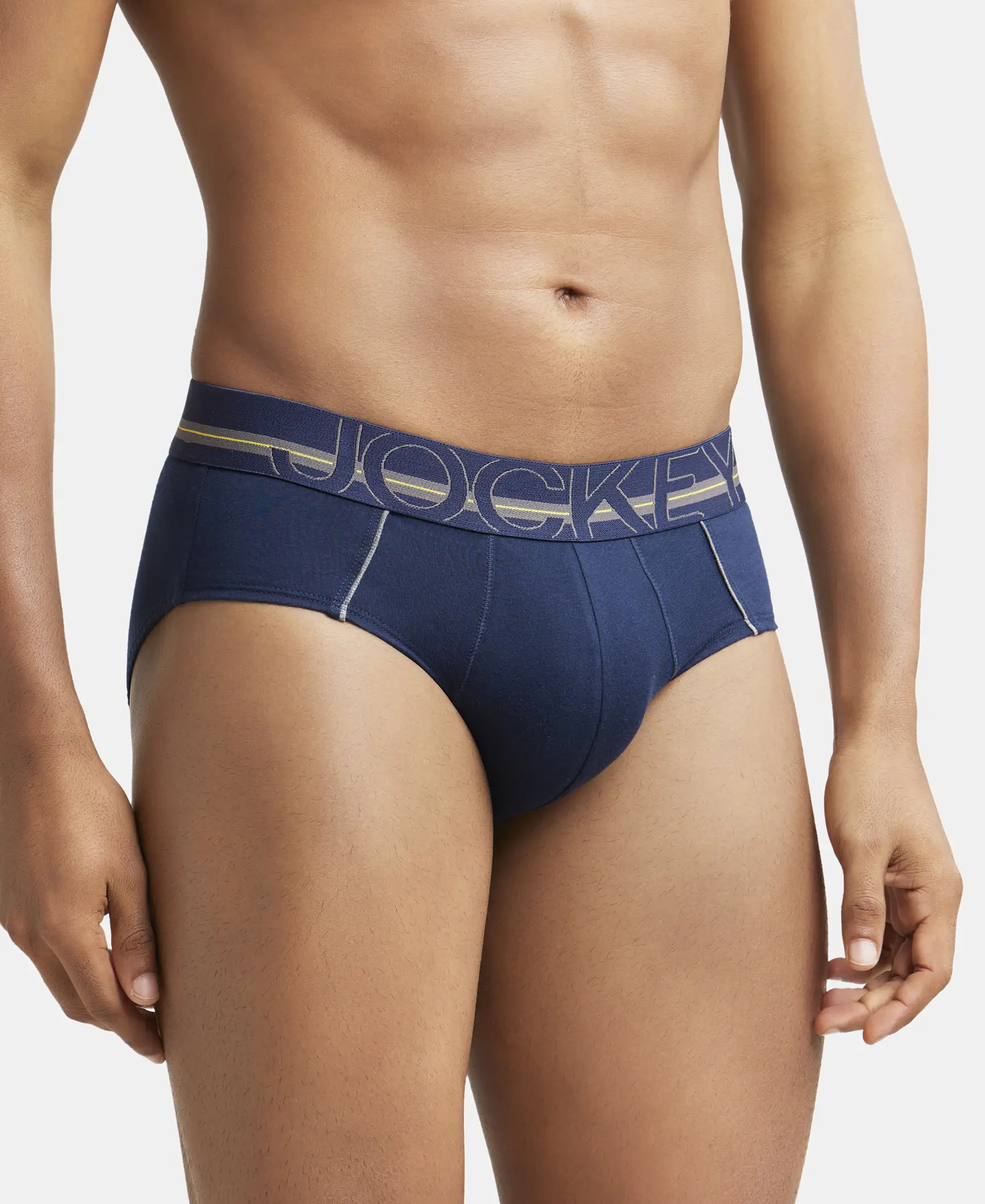 Super Combed Cotton Solid Brief with Ultrasoft Waistband - Navy - Image 2