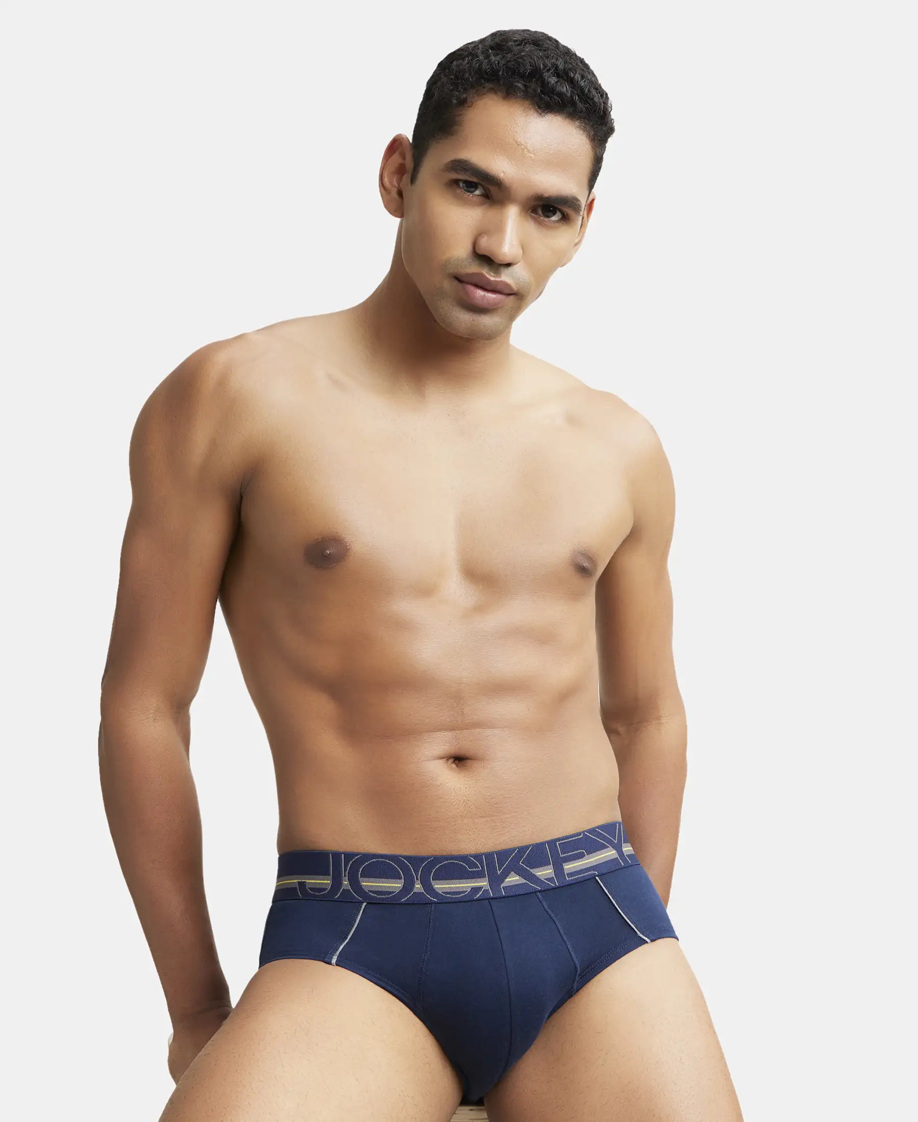 Super Combed Cotton Solid Brief with Ultrasoft Waistband - Navy - Image 5