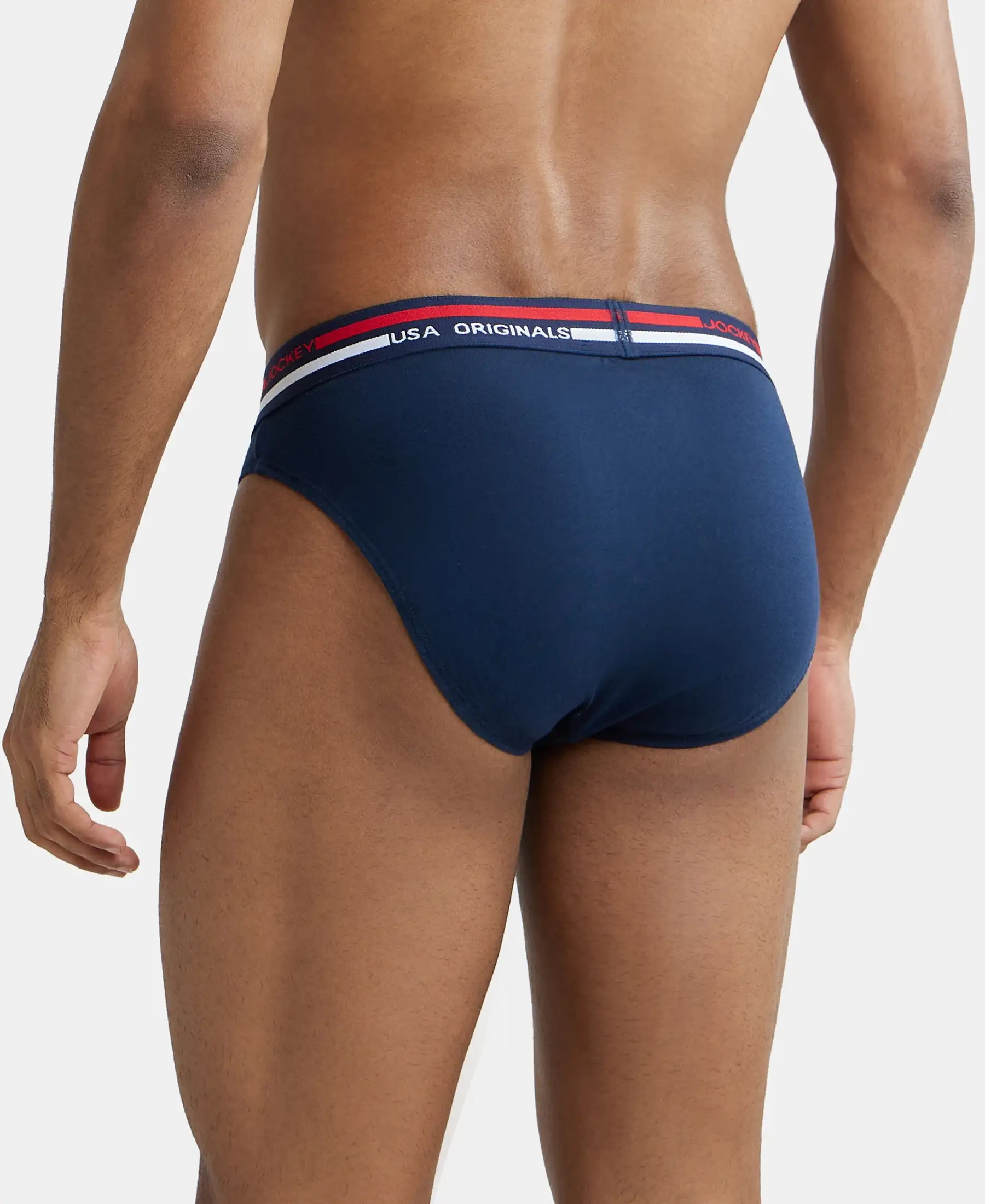 Super Combed Cotton Solid Brief with Ultrasoft Waistband - Navy - Image 3