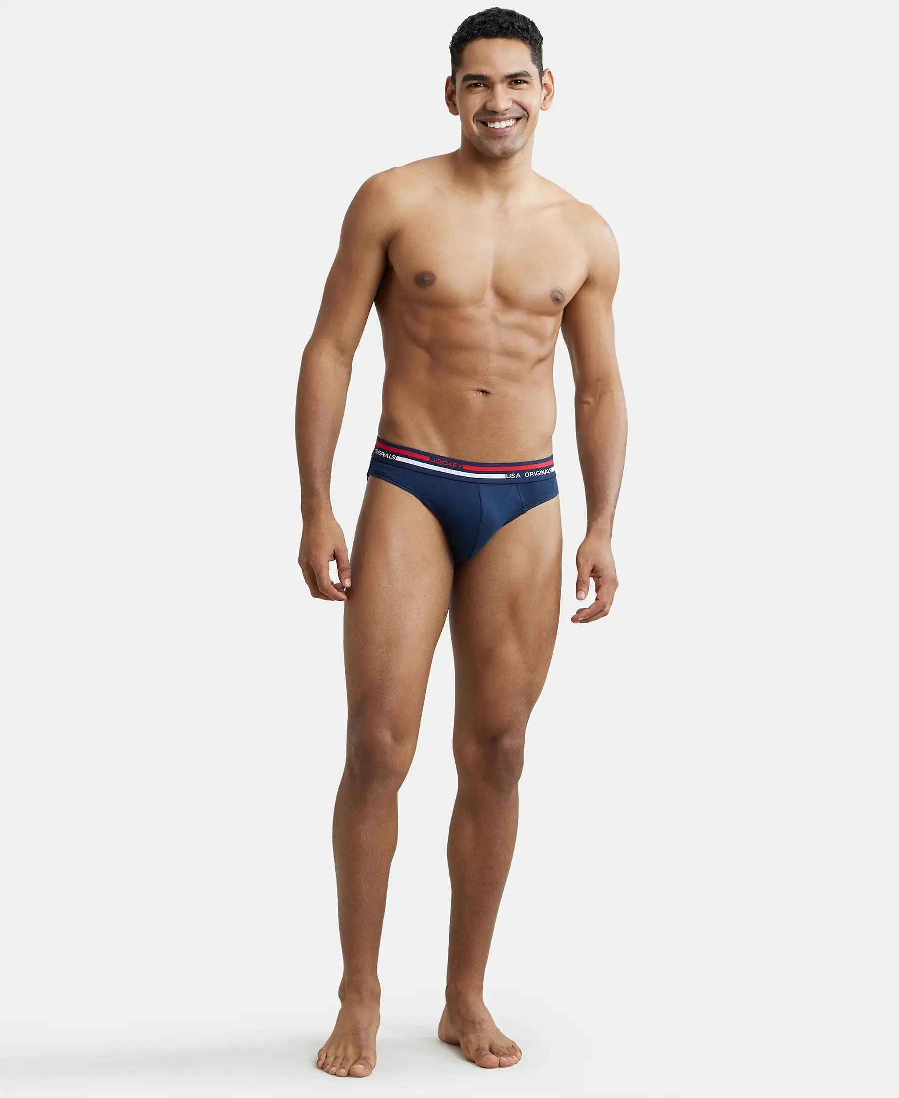Super Combed Cotton Solid Brief with Ultrasoft Waistband - Navy - Image 4