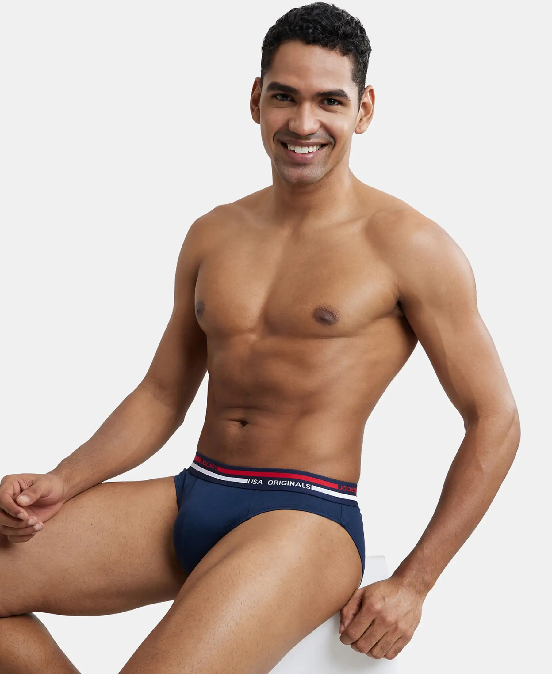 Super Combed Cotton Solid Brief with Ultrasoft Waistband - Navy - Image 5