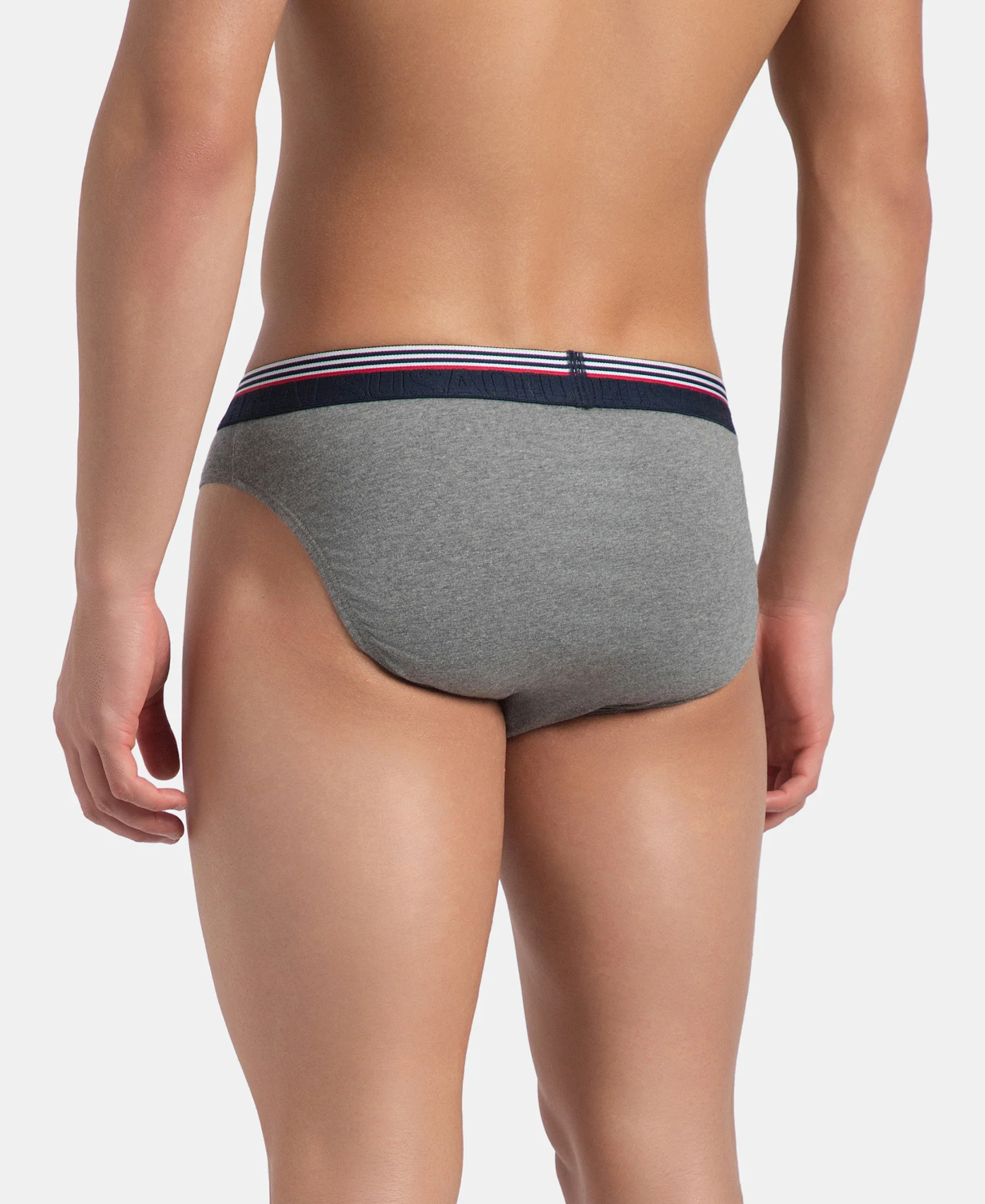 Super Combed Cotton Solid Brief with Ultrasoft Waistband - New Mid Grey Melange (Pack of 2) - Image 4
