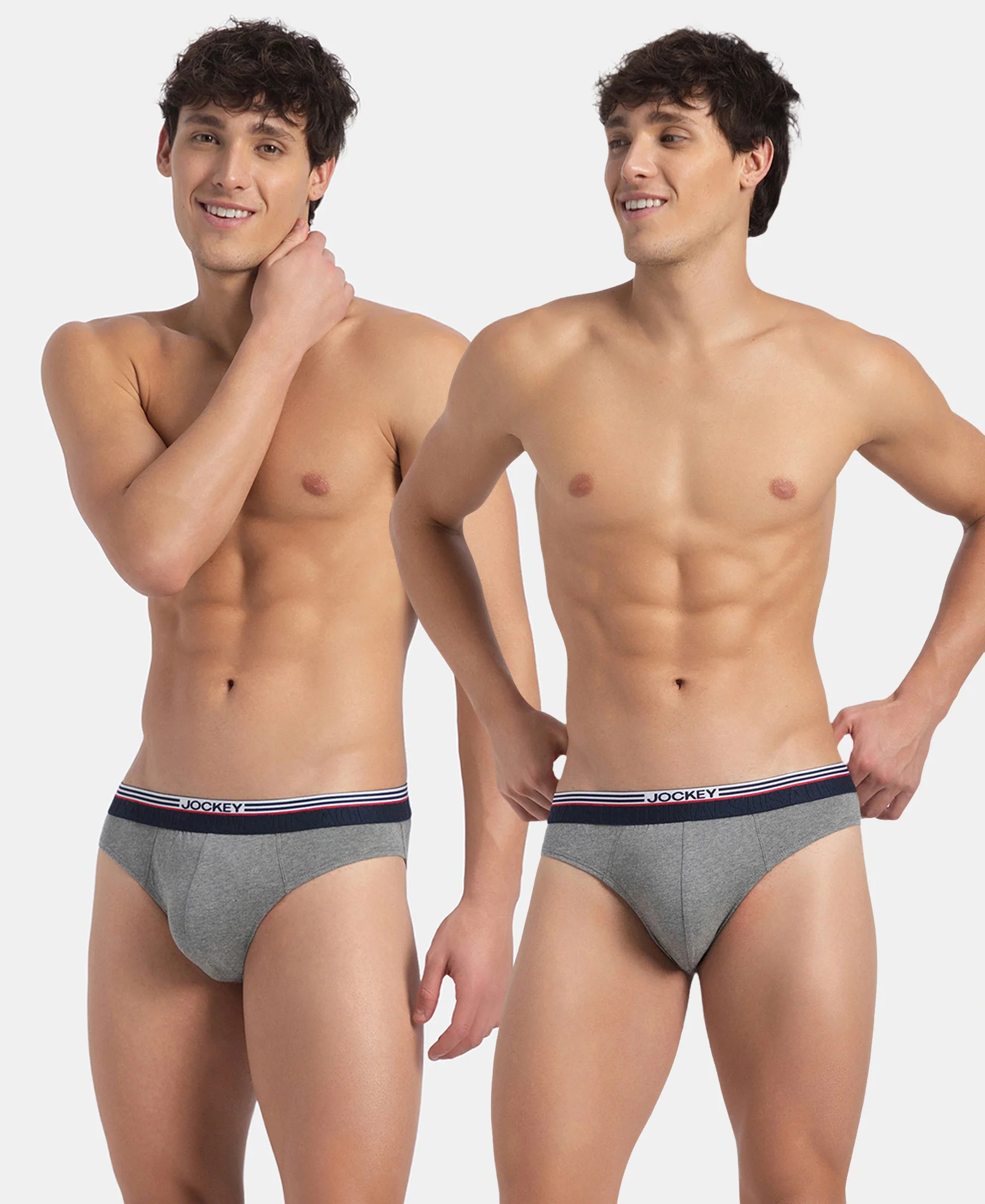 Super Combed Cotton Solid Brief with Ultrasoft Waistband - New Mid Grey Melange (Pack of 2) - Image 5