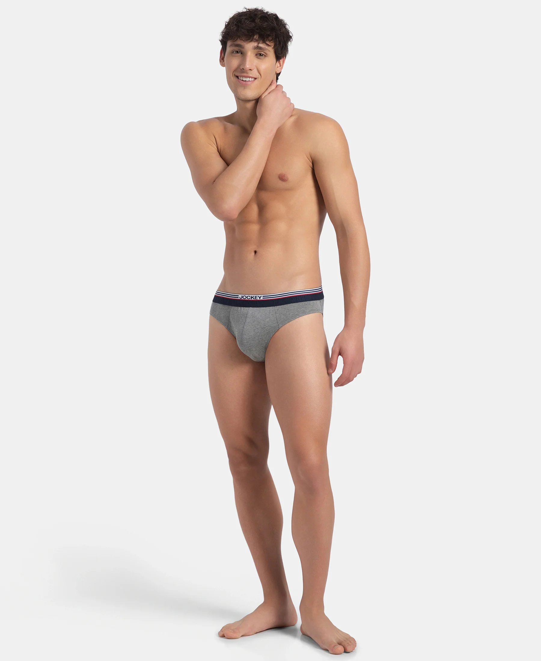 Super Combed Cotton Solid Brief with Ultrasoft Waistband - New Mid Grey Melange (Pack of 2) - Image 7