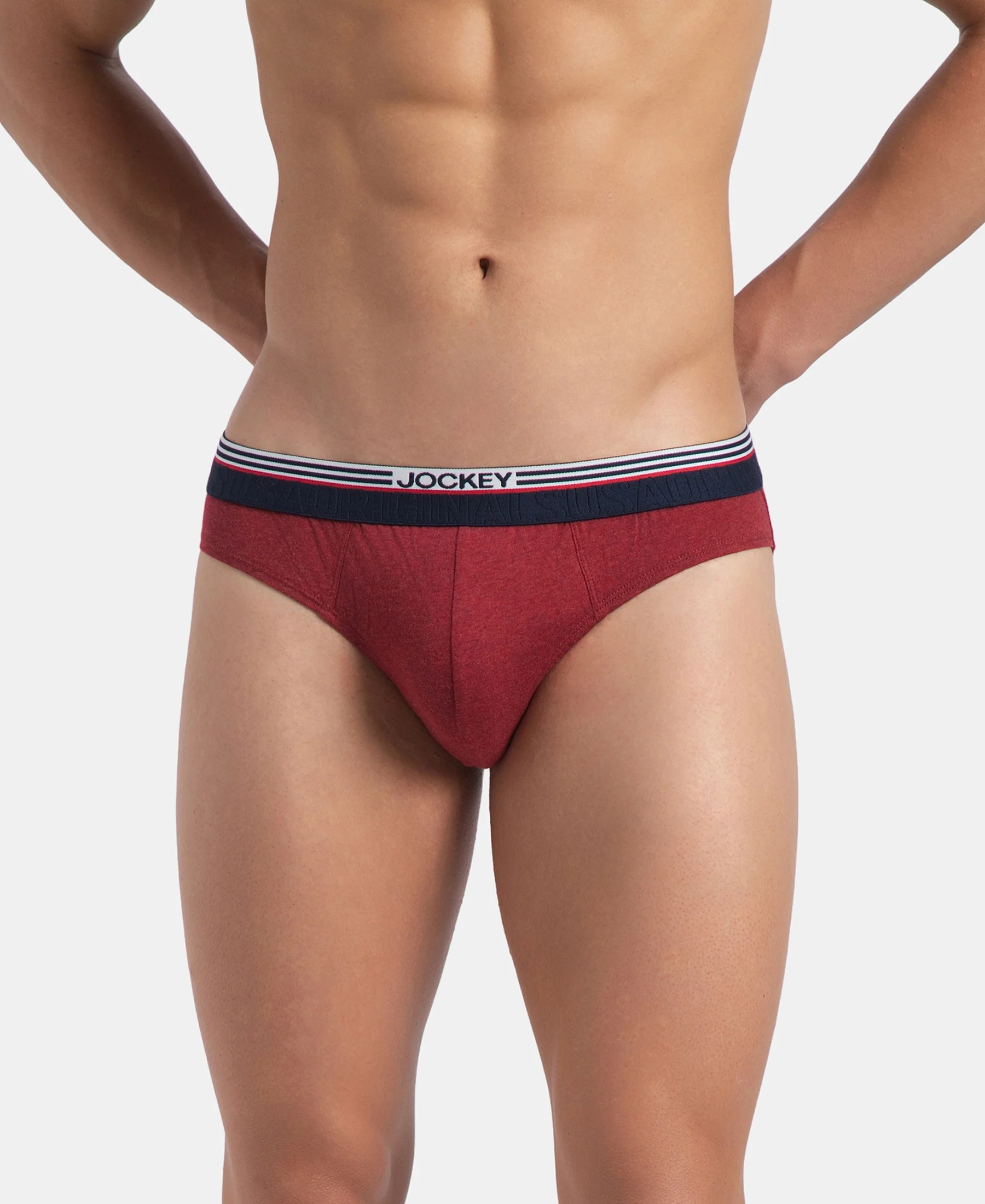 Super Combed Cotton Solid Brief with Ultrasoft Waistband - New Red Melange (Pack of 2) - Image 2