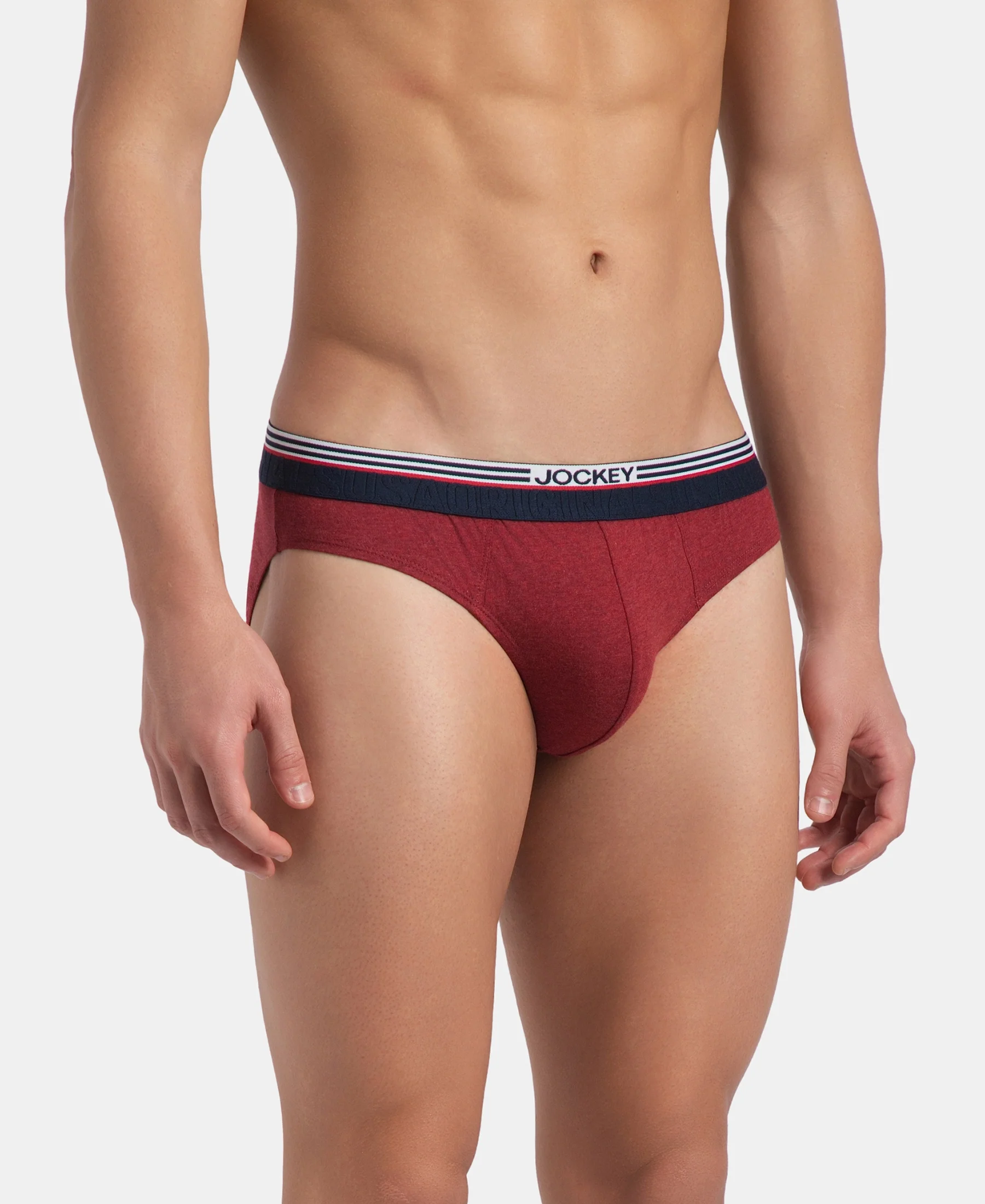 Super Combed Cotton Solid Brief with Ultrasoft Waistband - New Red Melange (Pack of 2) - Image 3