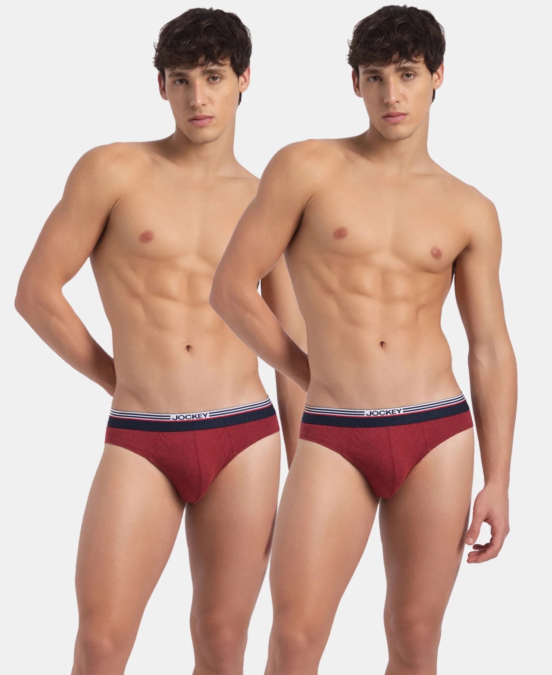 Super Combed Cotton Solid Brief with Ultrasoft Waistband - New Red Melange (Pack of 2) - Image 5
