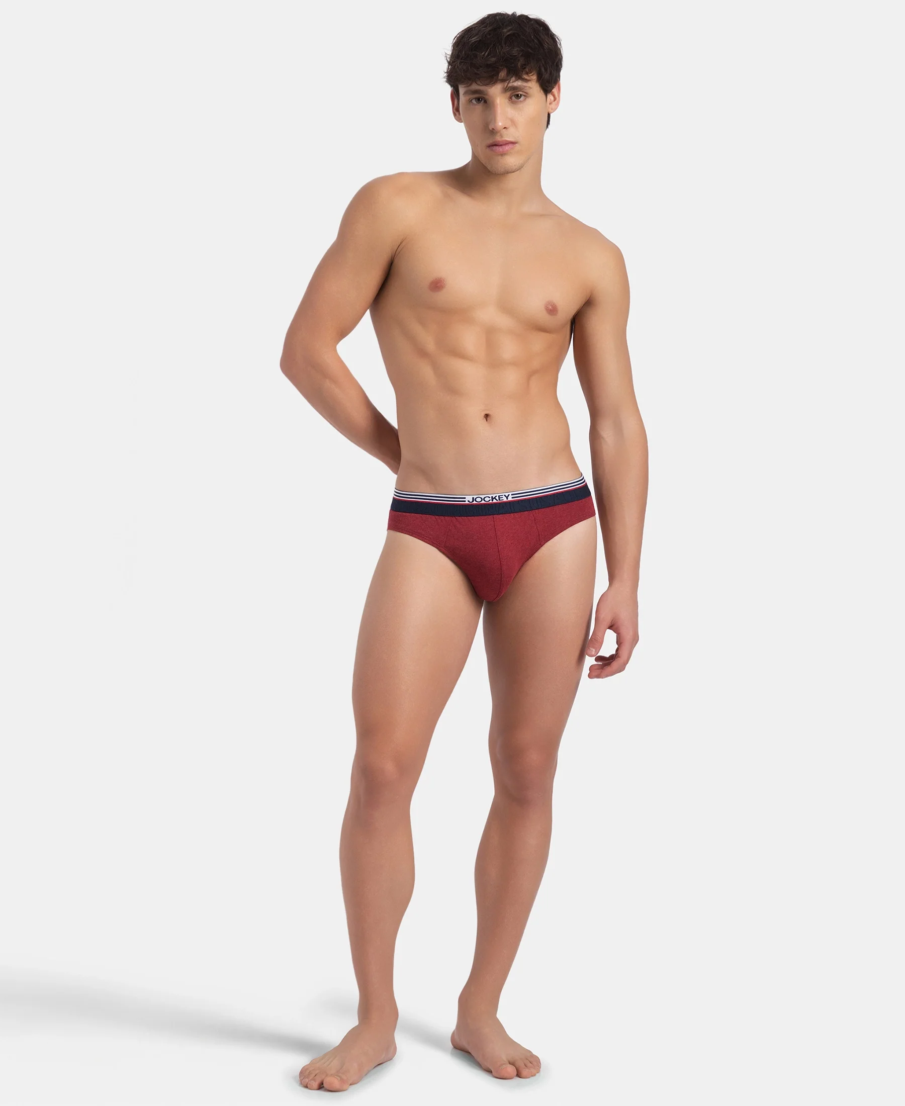 Super Combed Cotton Solid Brief with Ultrasoft Waistband - New Red Melange (Pack of 2) - Image 6