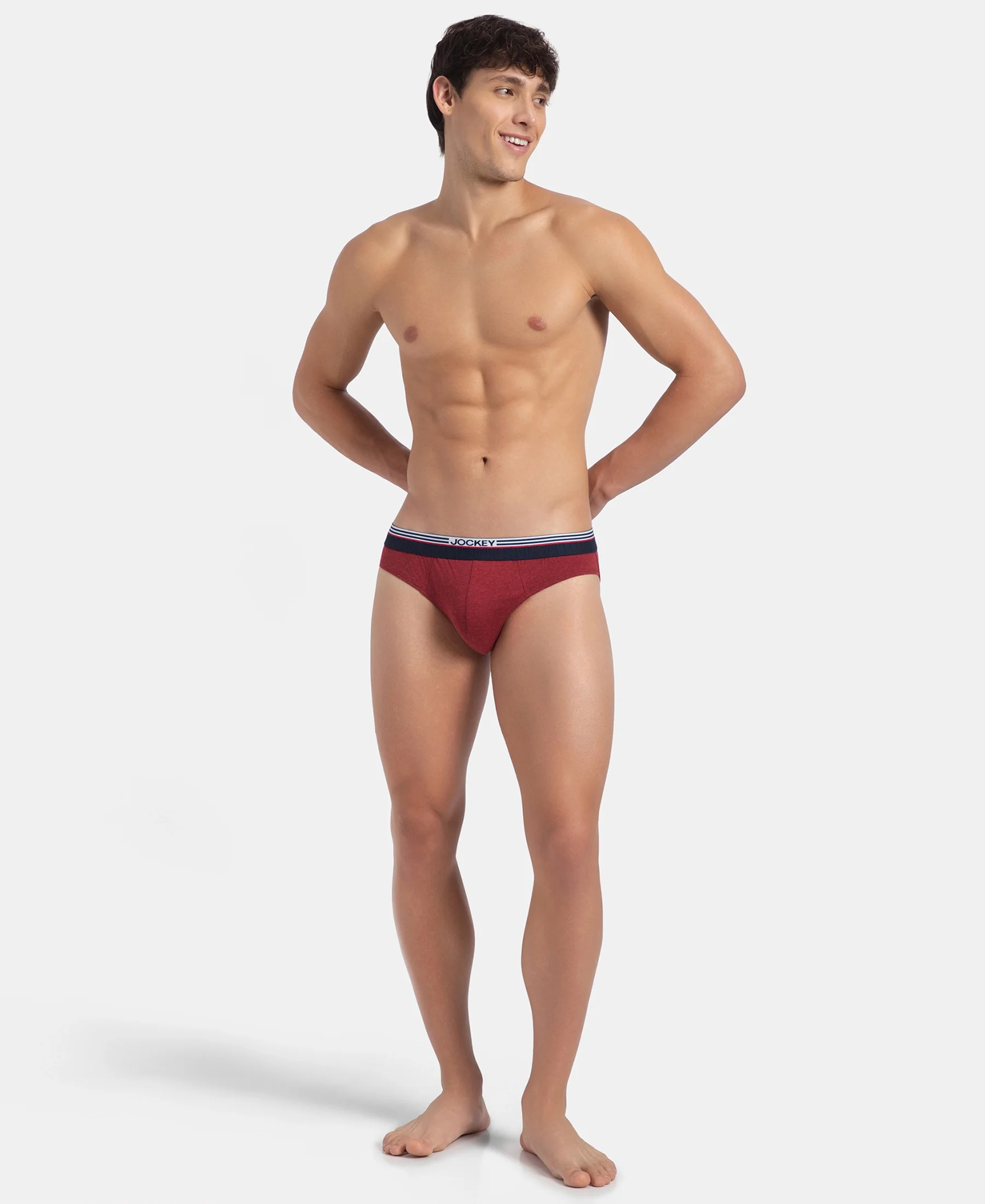 Super Combed Cotton Solid Brief with Ultrasoft Waistband - New Red Melange (Pack of 2) - Image 7