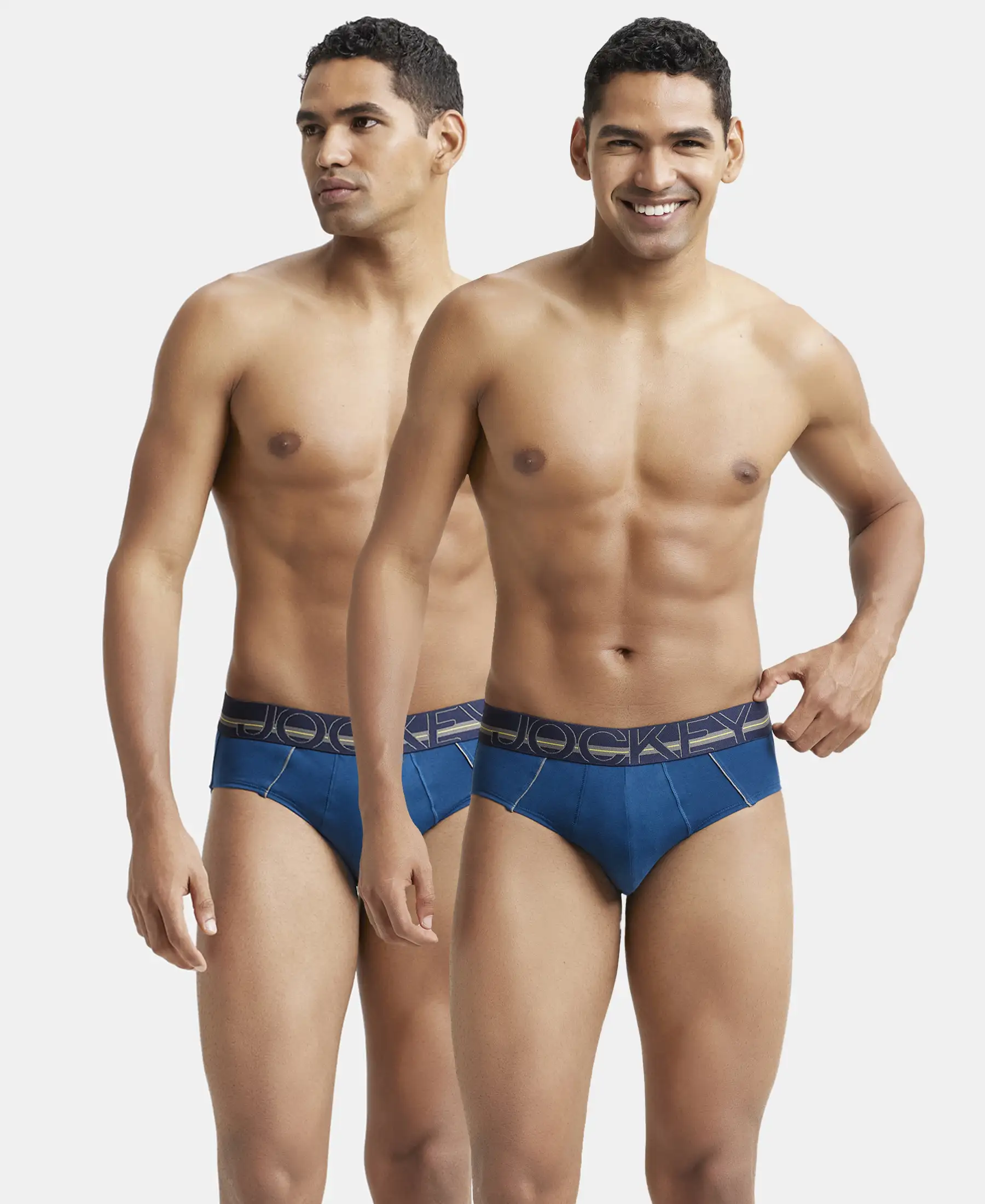 Super Combed Cotton Solid Brief with Ultrasoft Waistband - Poseidon (Pack of 2) - Image 5