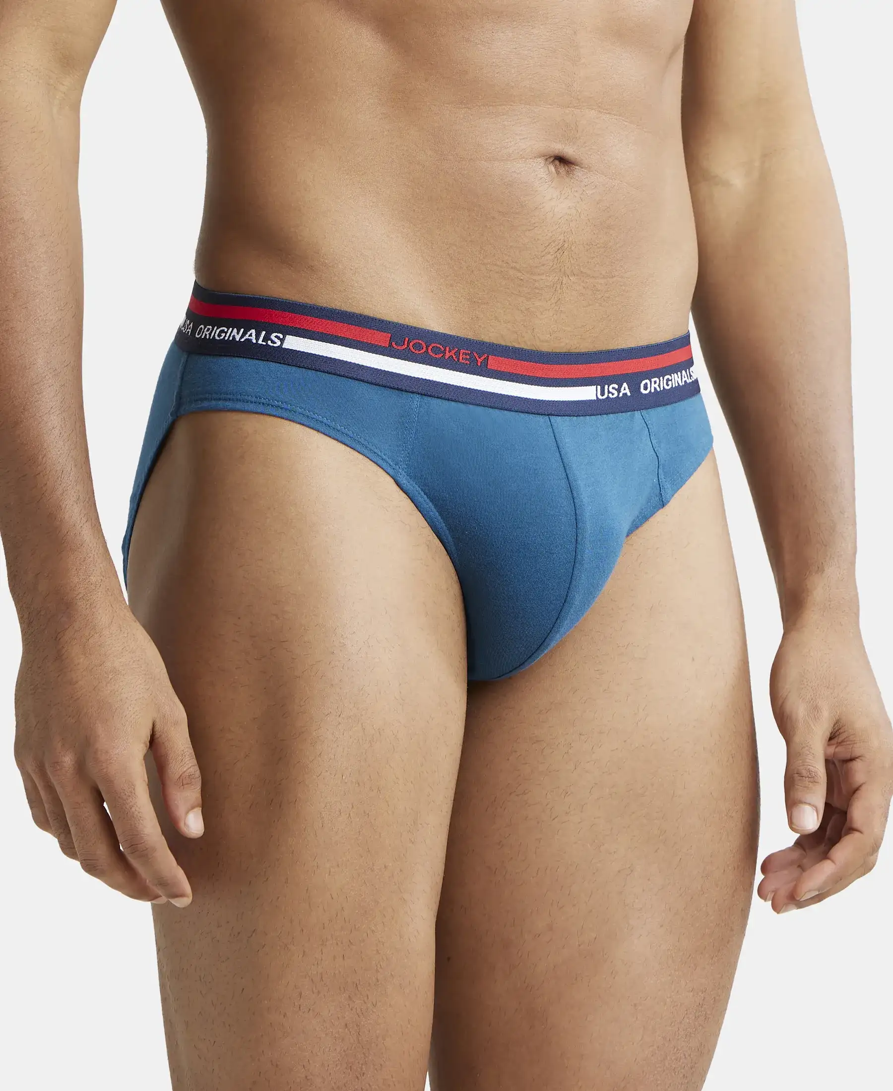 Super Combed Cotton Solid Brief with Ultrasoft Waistband - Seaport Teal (Pack of 2) - Image 2