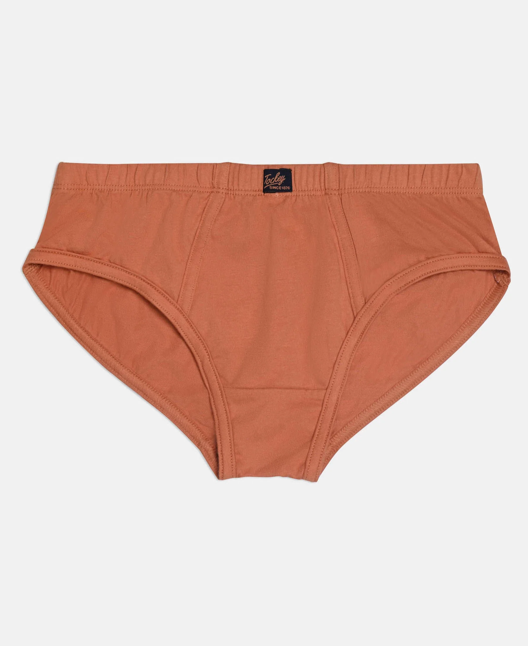 Super Combed Cotton Solid Brief with Ultrasoft Waistband - Sleet, Black & Raw Sienna (Pack of 3) - Image 2