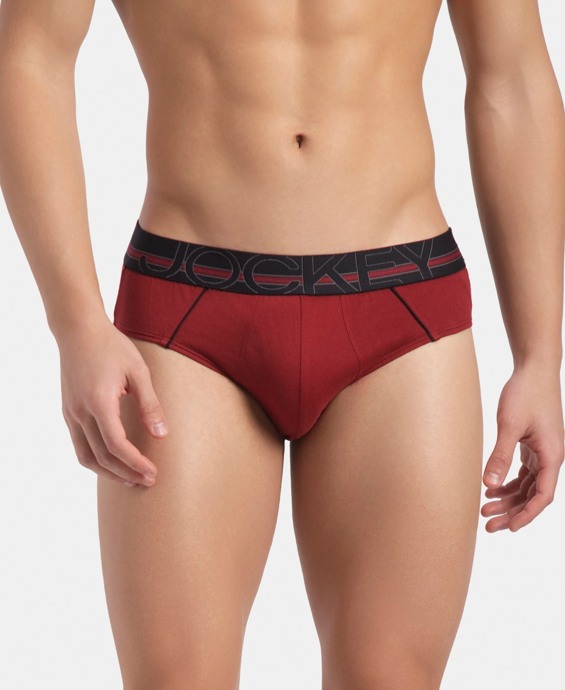 Super Combed Cotton Solid Brief with Ultrasoft Waistband - Sundried Tomato (Pack of 2) - Image 2