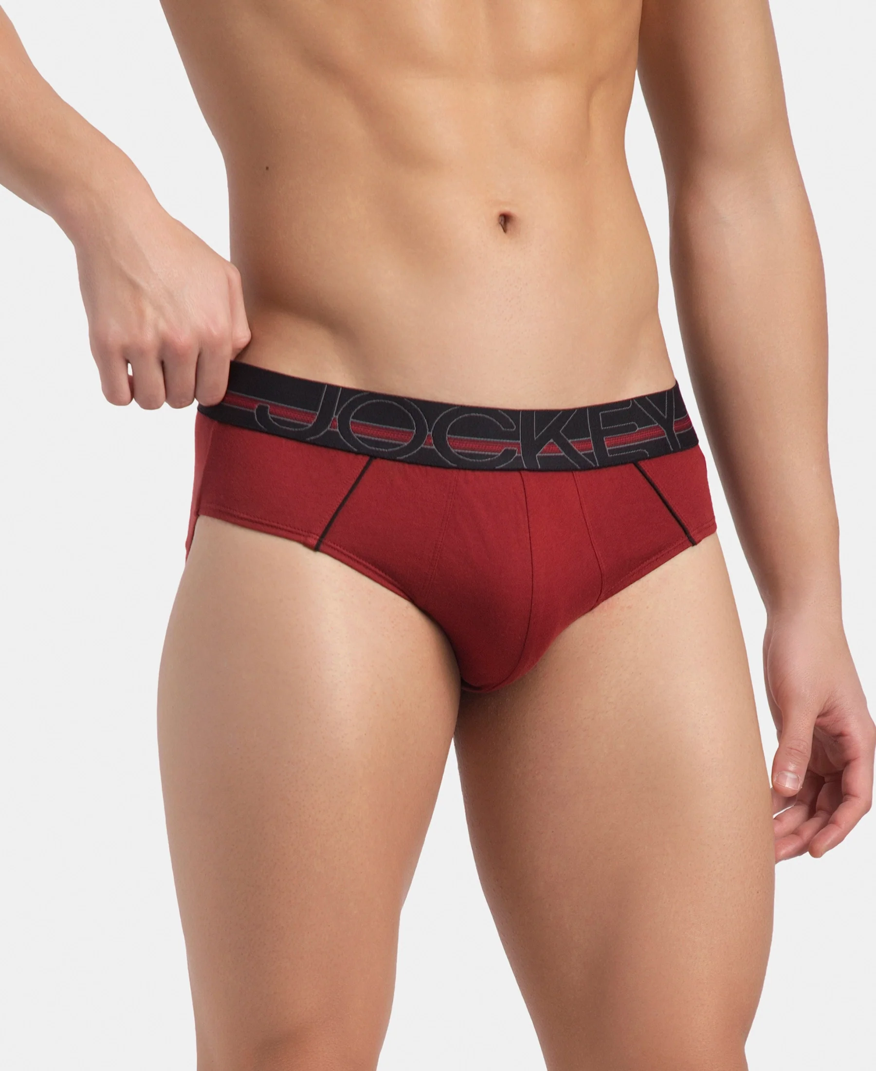 Super Combed Cotton Solid Brief with Ultrasoft Waistband - Sundried Tomato (Pack of 2) - Image 3