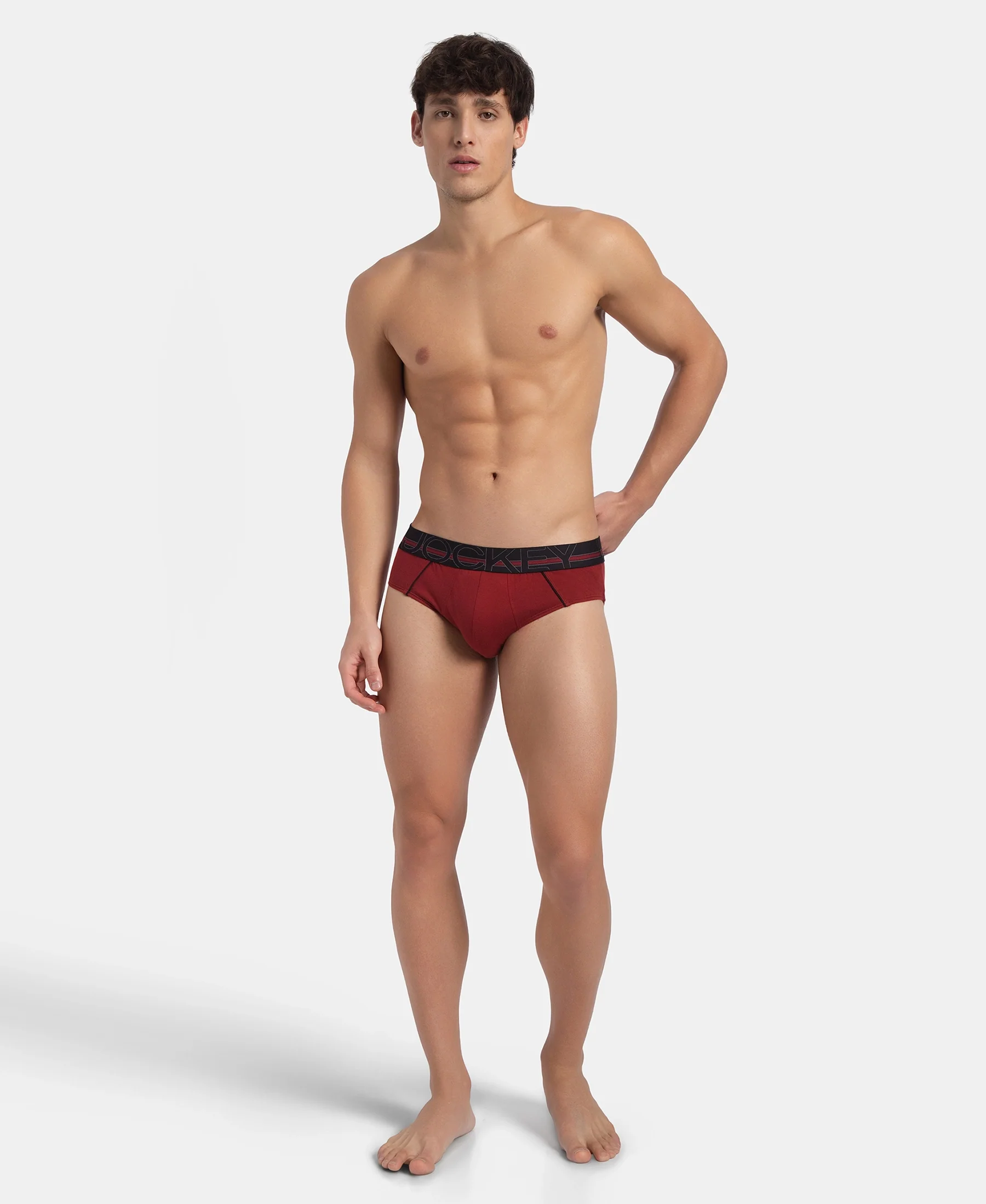 Super Combed Cotton Solid Brief with Ultrasoft Waistband - Sundried Tomato (Pack of 2) - Image 4