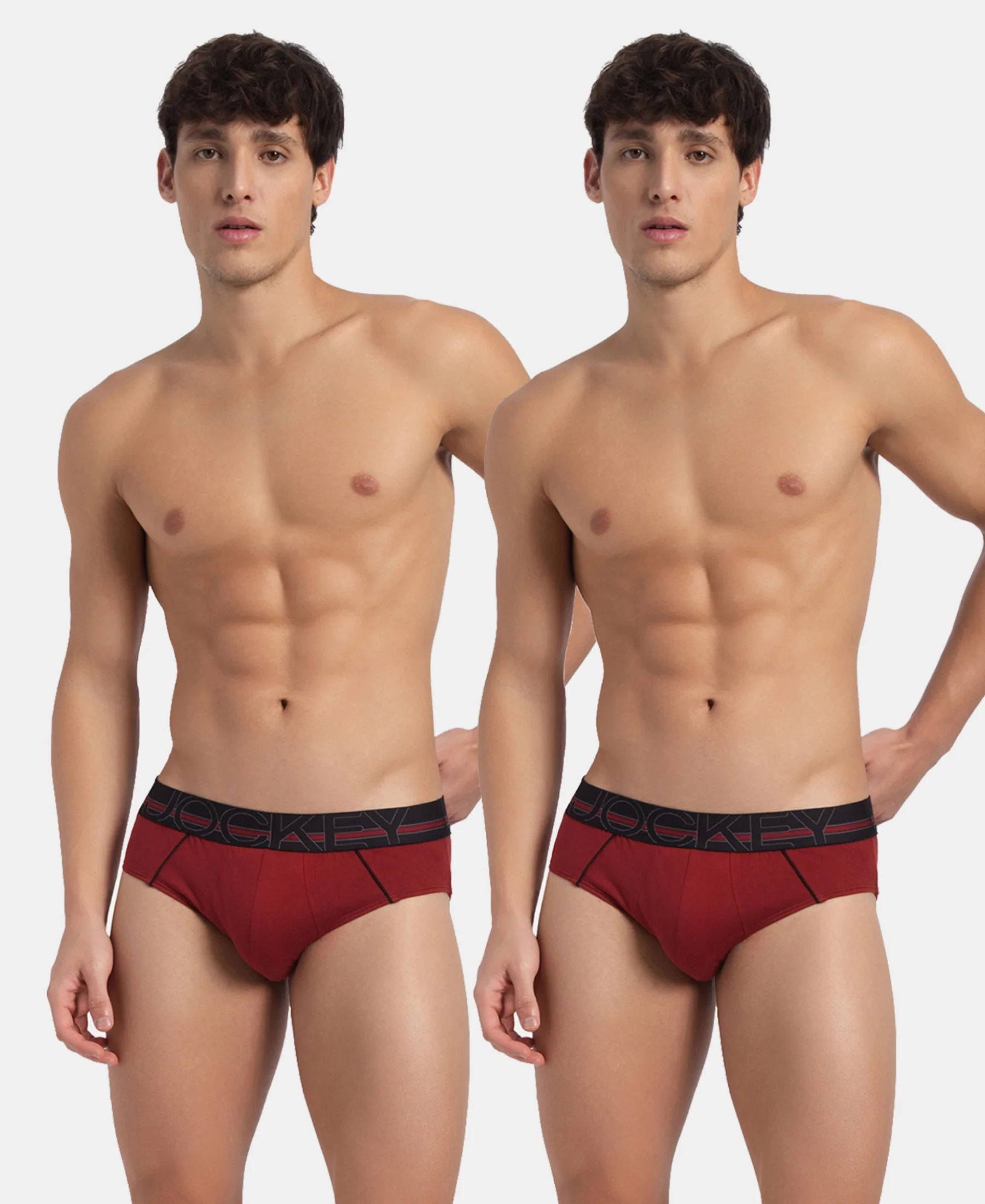 Super Combed Cotton Solid Brief with Ultrasoft Waistband - Sundried Tomato (Pack of 2) - Image 5