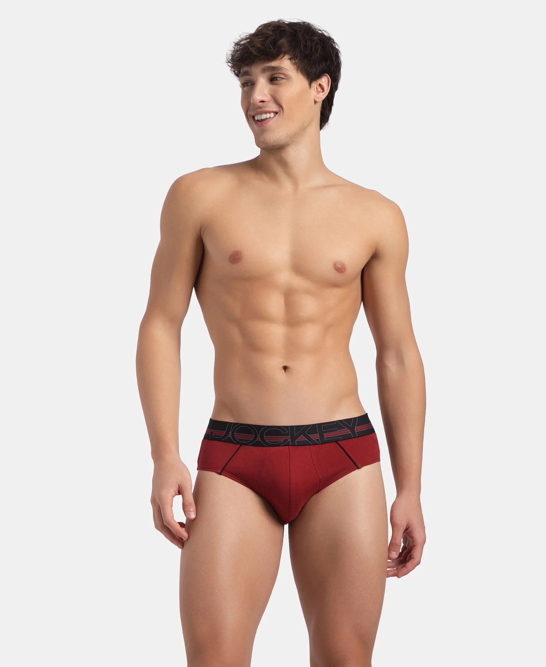 Super Combed Cotton Solid Brief with Ultrasoft Waistband - Sundried Tomato (Pack of 2) - Image 7