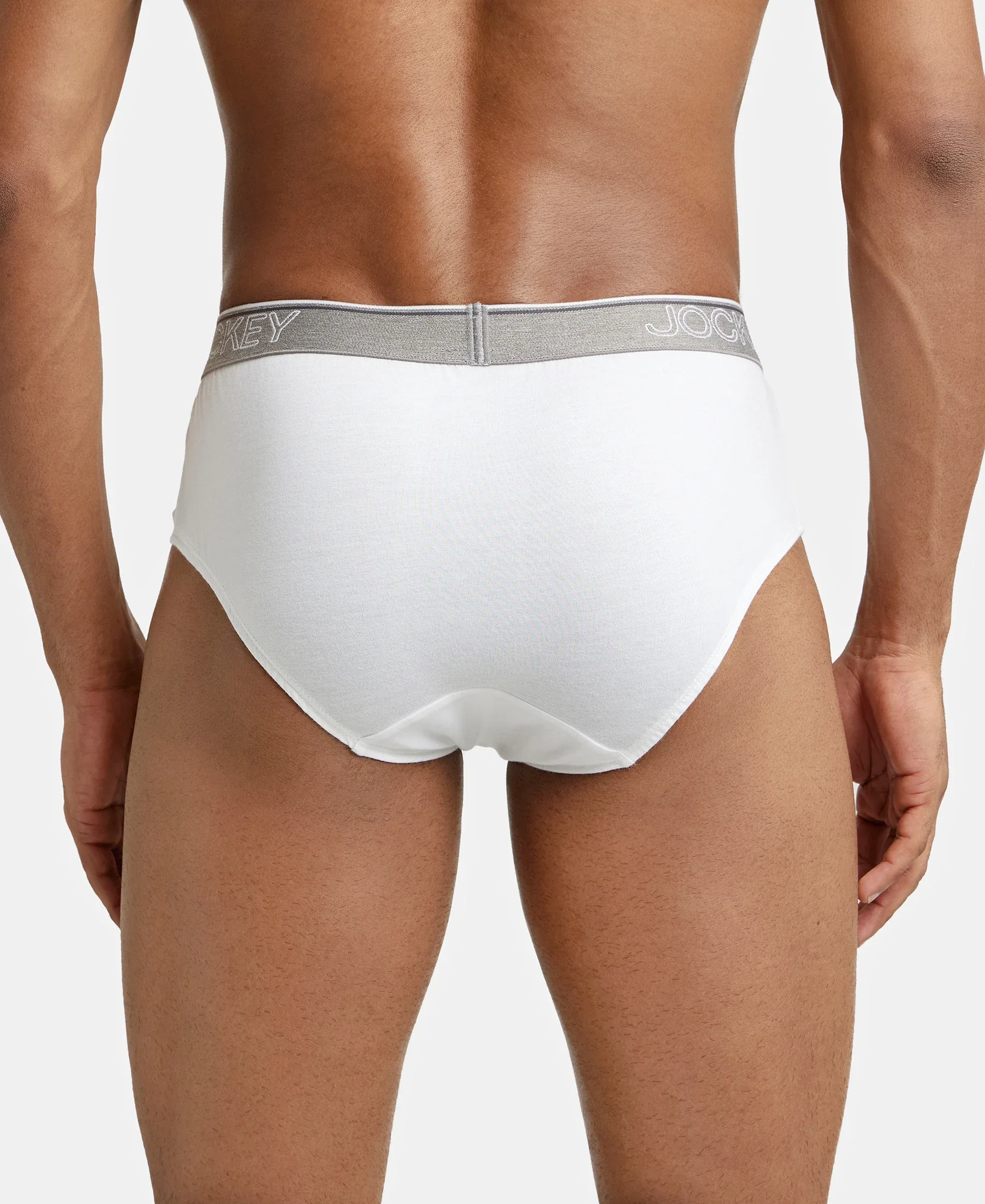 Super Combed Cotton Solid Brief with Ultrasoft Waistband - White (Pack of 2) - Image 3