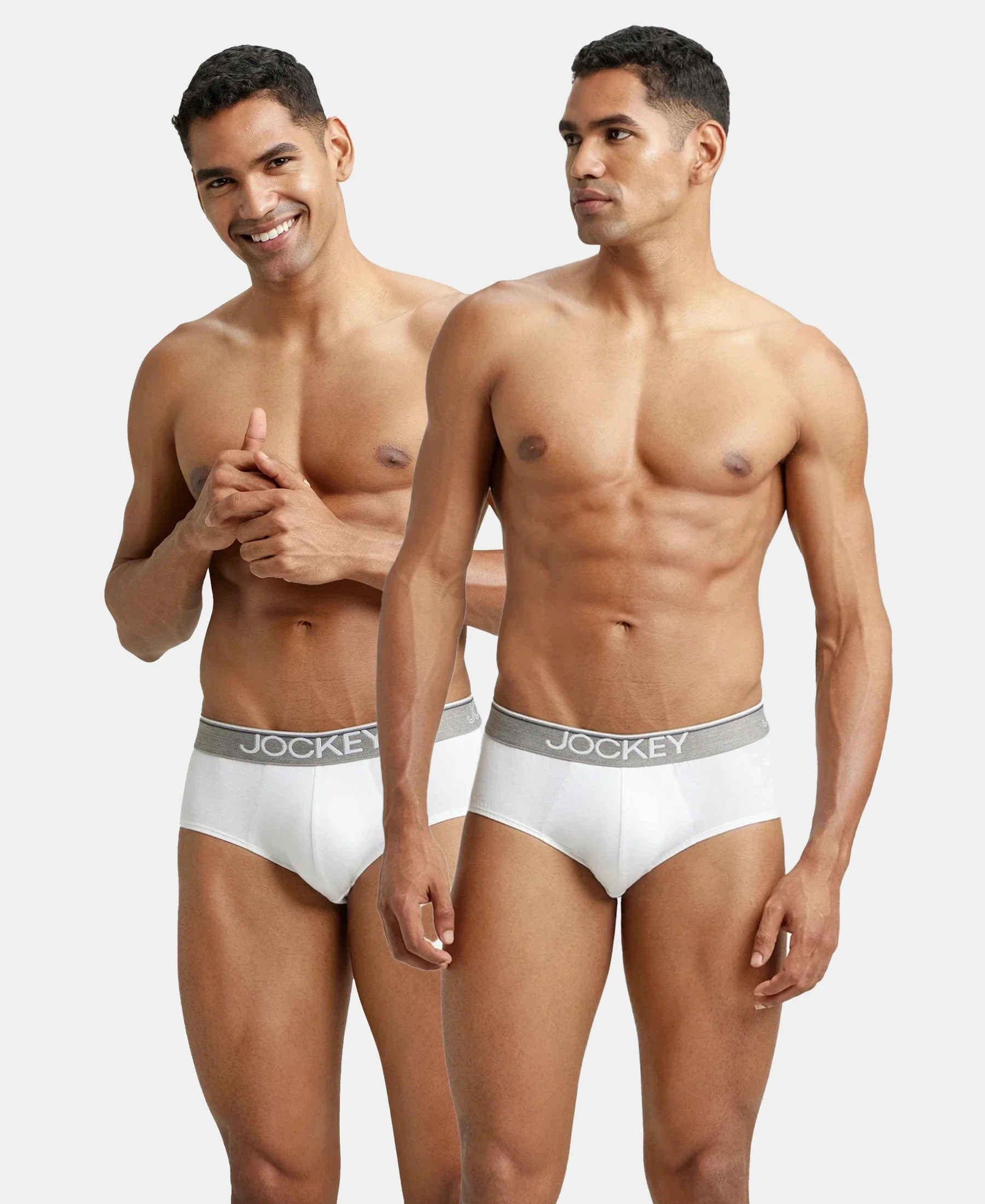 Super Combed Cotton Solid Brief with Ultrasoft Waistband - White (Pack of 2) - Image 5